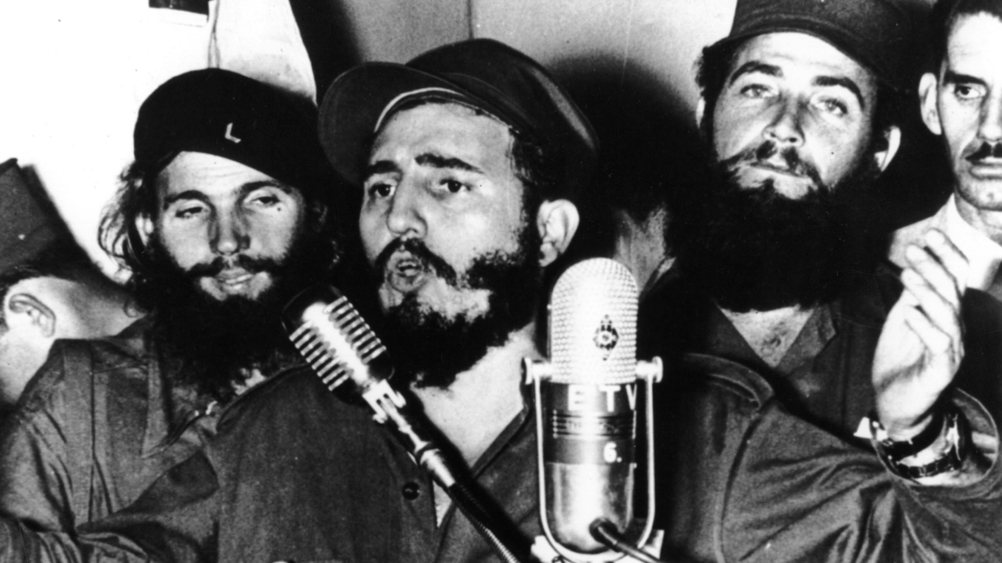 Cuban revolutionary Fidel Castro during an address in Cuba after Batista was forced to flee.