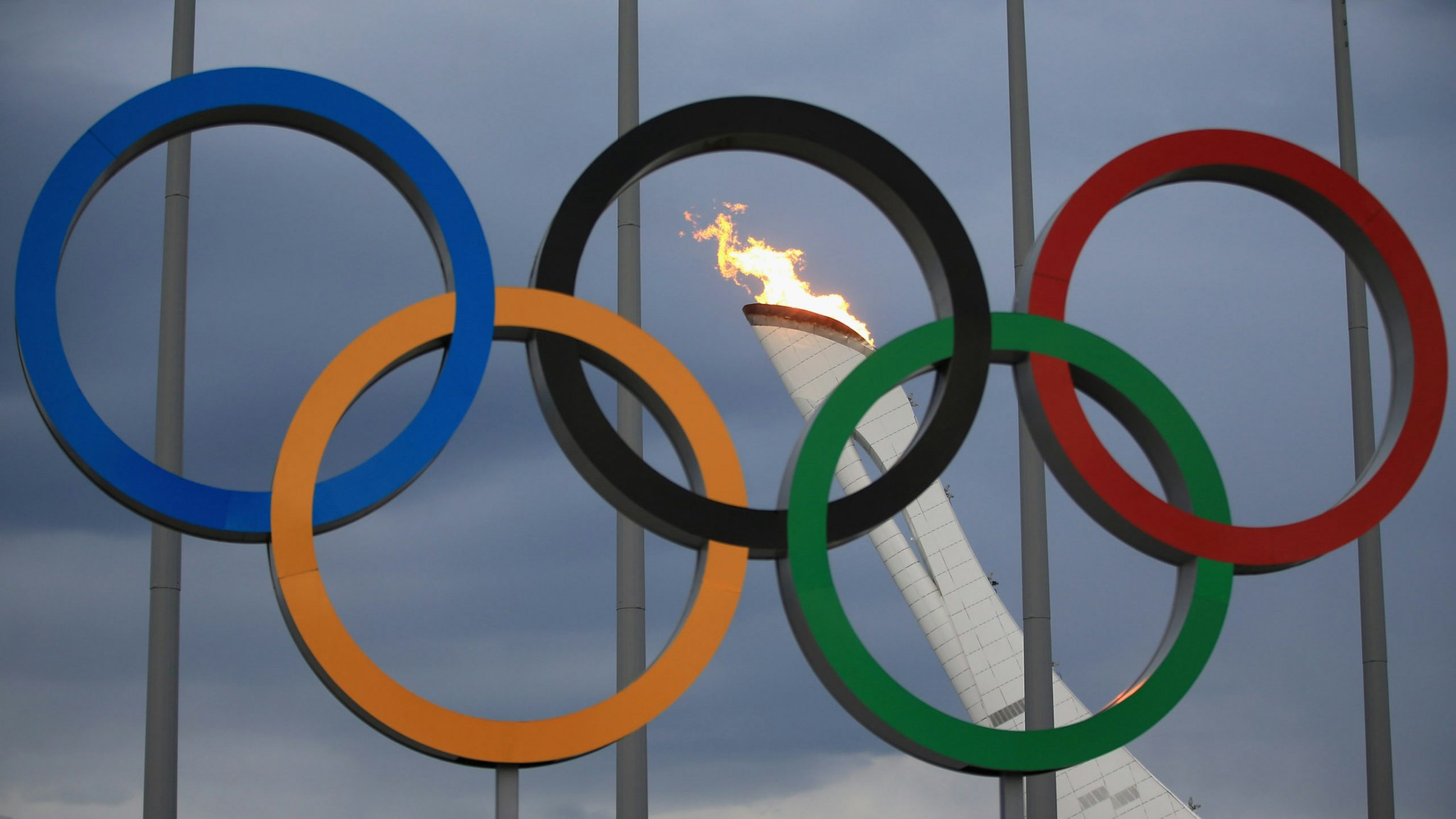 The Olympic Cauldron is tested by fire crews at the Sochi 2014 Winter Olympic Park in the Costal Cluster on January 27, 2014 in Sochi, Russia.