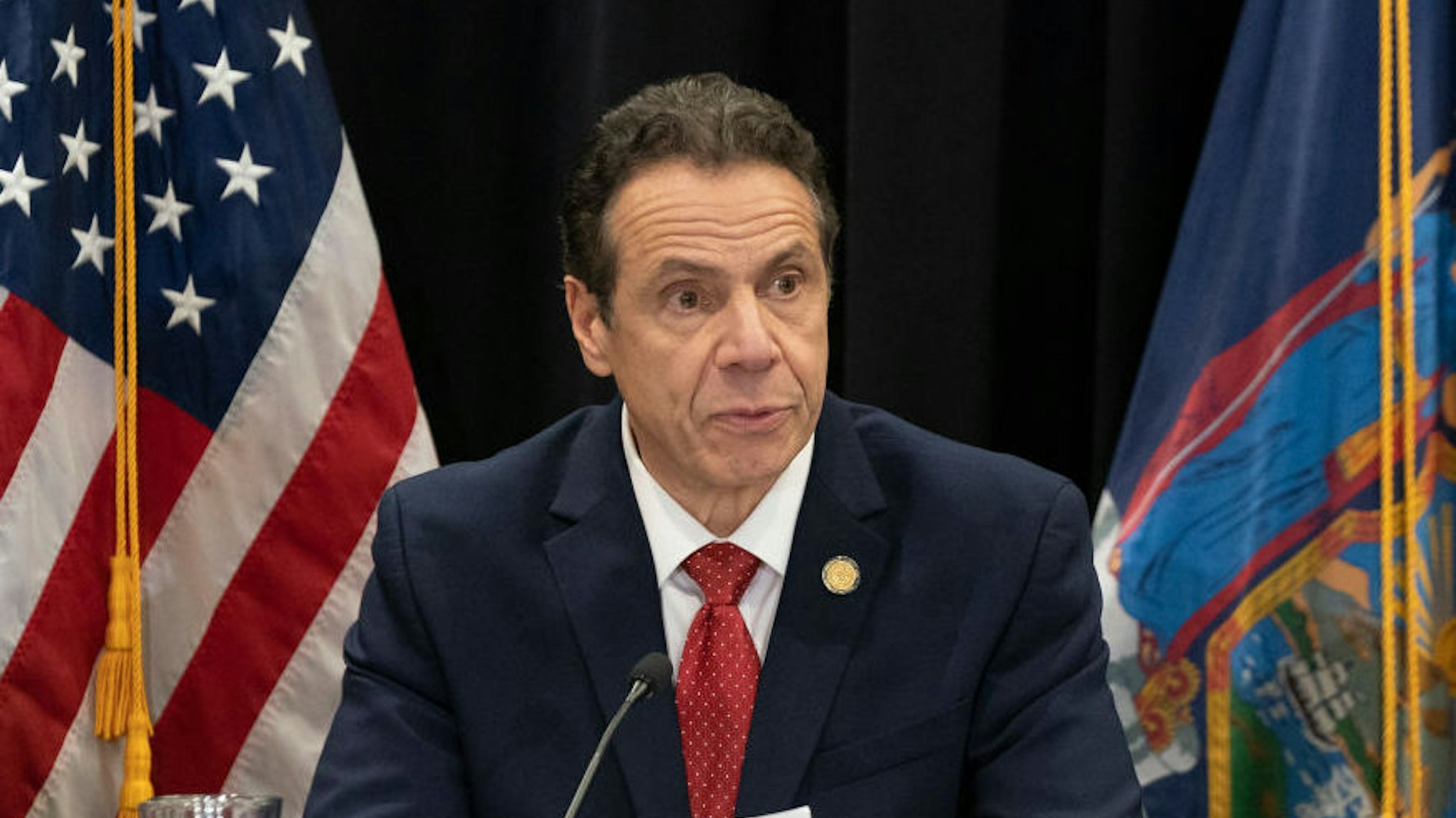 New York State Governor Andrew Cuomo briefing on updates on spread of covid-19 in New York State at NYPA White Plains Office. (Photo by Lev Radin/Pacific Press/LightRocket via Getty Images)
