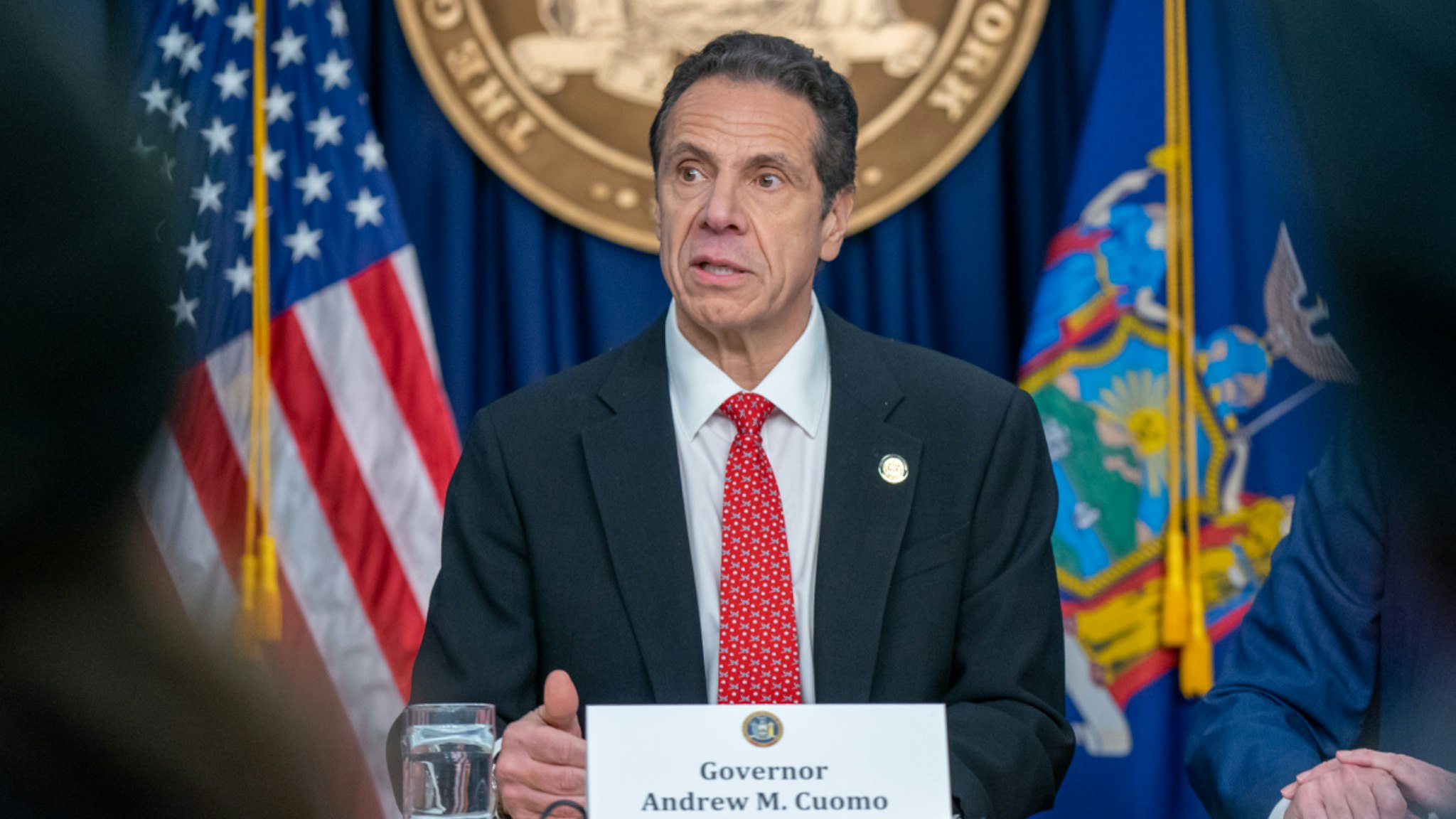 New York state Gov. Andrew Cuomo speaks during a news conference on the first confirmed case of COVID-19 in New York on March 2, 2020 in New York City.