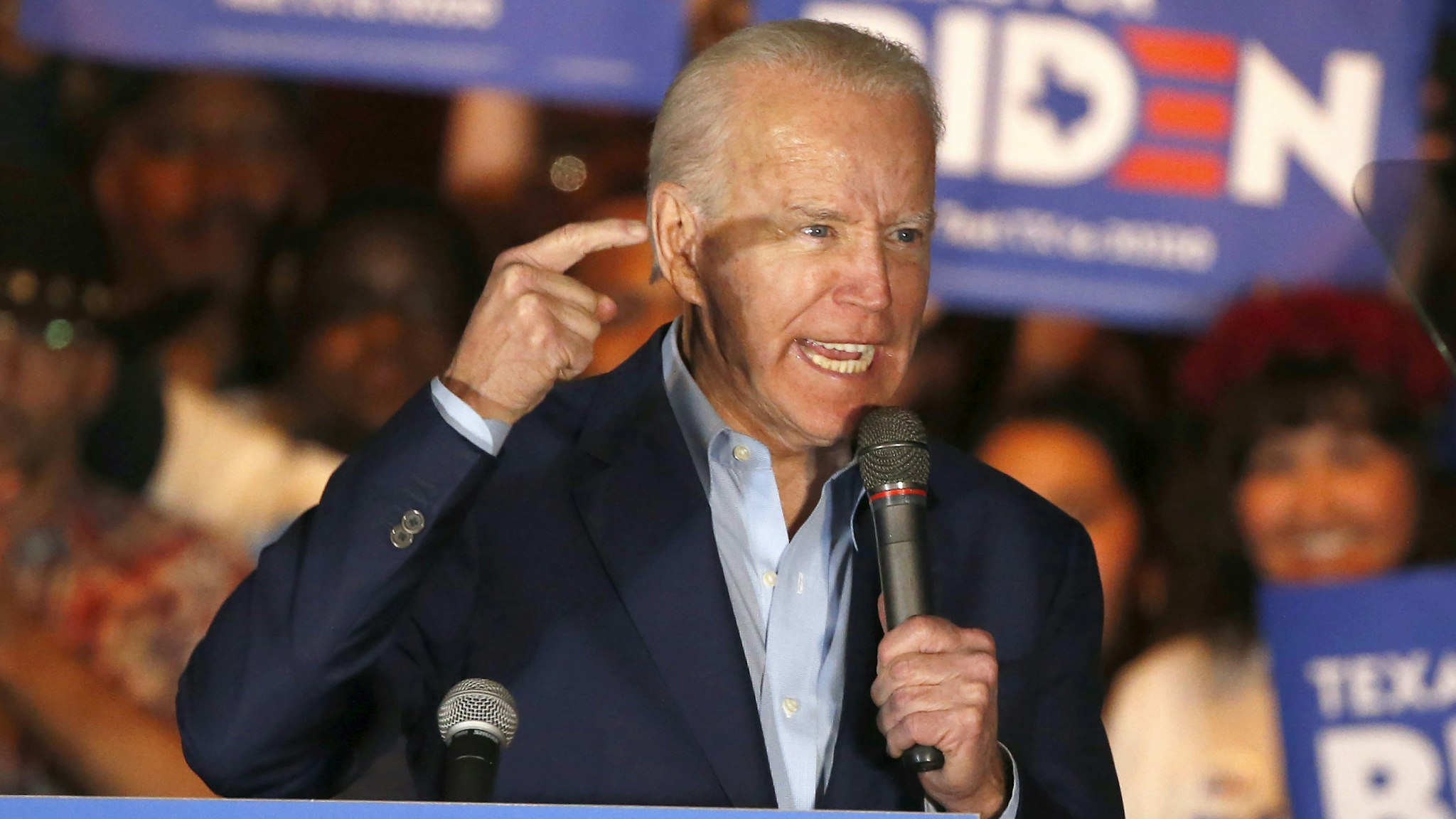DALLAS, TX - MARCH 02: Democratic presidential candidate former Vice President Joe Biden speaks during a campaign event on March 2, 2020 in Dallas, Texas. Biden continues to campaign before the upcoming Super Tuesday Democratic presidential primaries.