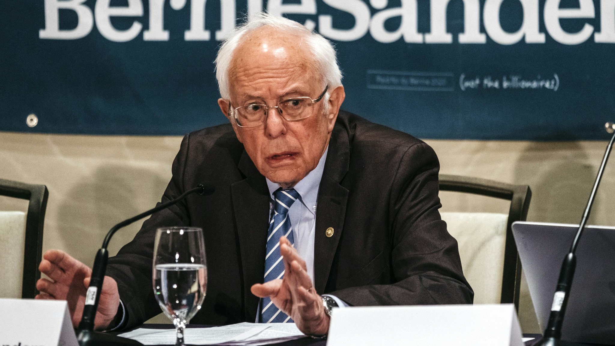 Senator Bernie Sanders, an Independent from Vermont and 2020 presidential candidate, speaks during a coronavirus public health roundtable in Romulus, Michigan, U.S., on Monday, March 9, 2020. Sanders said any eventual vaccine for the deadly novel coronavirus should be made available free of charge once developed and approved for use.
