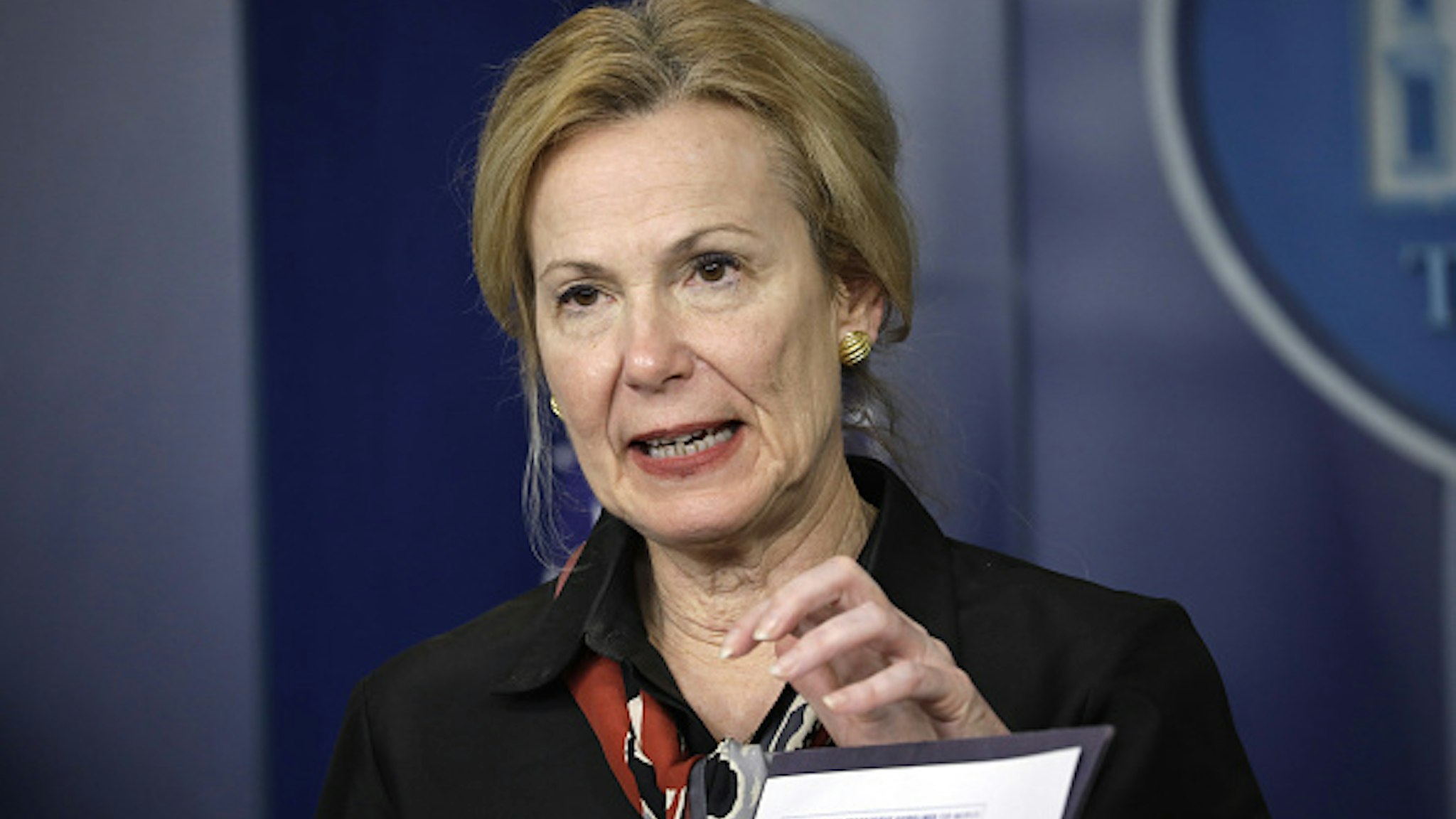 Deborah Birx, coronavirus response coordinator, speaks during a Coronavirus Task Force news conference at the White House in Washington, D.C., U.S., on Thursday, March 26, 2020. President Donald Trump claimed that U.S. unemployment claims would have been even worse if he hadnt restricted travel from China in late January to try to stave off the coronavirus outbreak.
