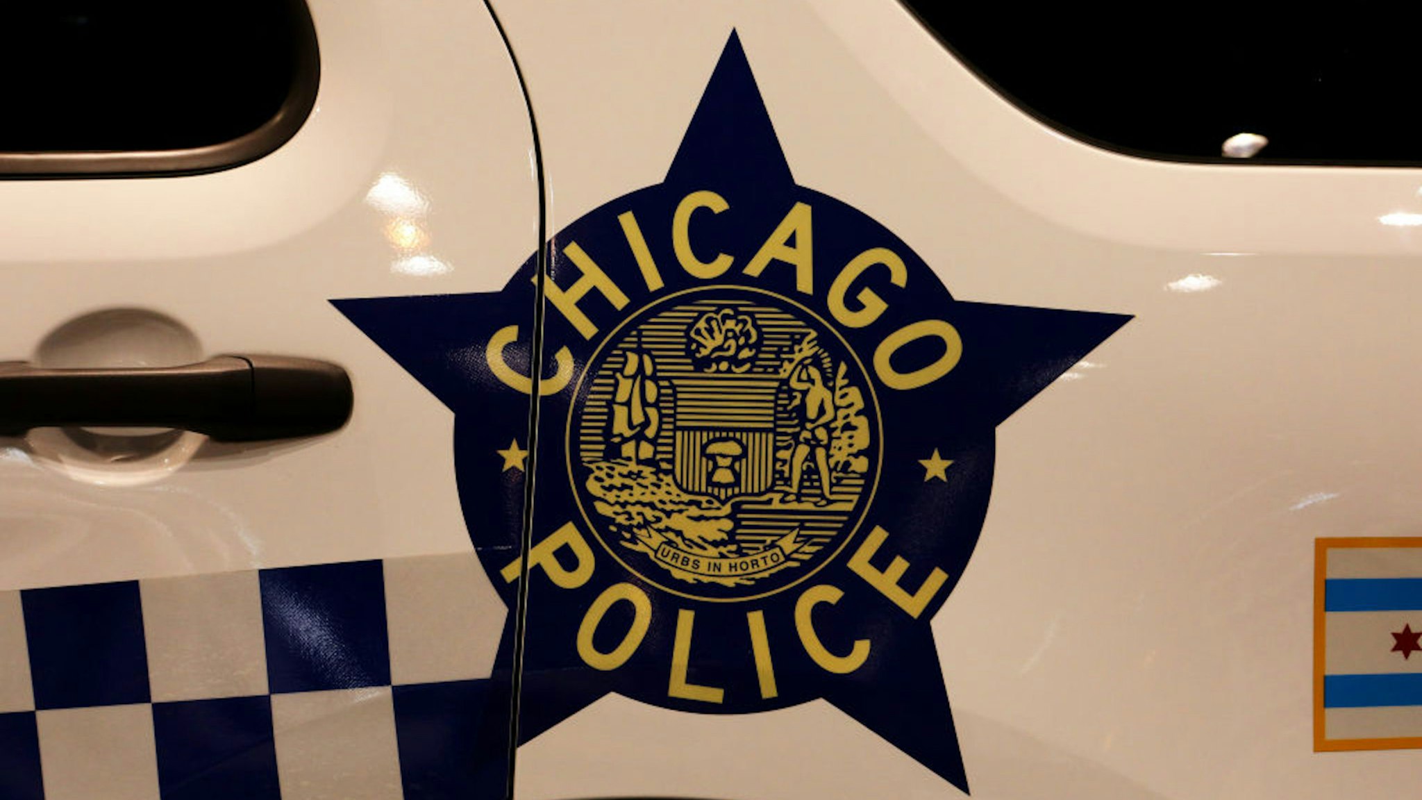 CHICAGO - FEBRUARY 06: A Chicago Police decal on a Chicago Police vehicle is on display at the 112th Annual Chicago Auto Show at McCormick Place in Chicago, Illinois on February 6, 2020.
