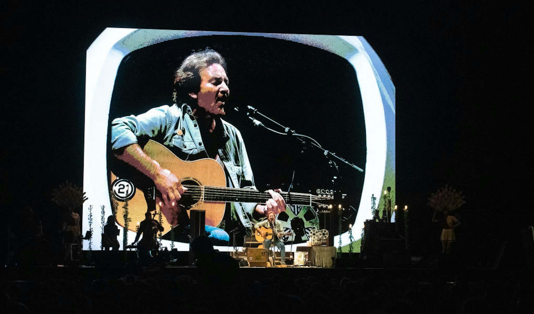 Singer-songwriter and guitarist Eddie Vedder performs live on stage at Max-Schmeling-Halle on June 28, 2019 in Berlin, Germany. (Photo by Jim Bennett/Getty Images)