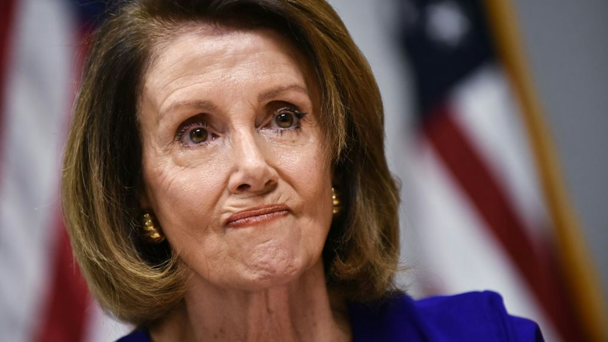 House minority leader Nancy Pelosi, D-CA, speaks during a press conference at Democratic National Committee headquarters in Washington, DC on November 6, 2018. -