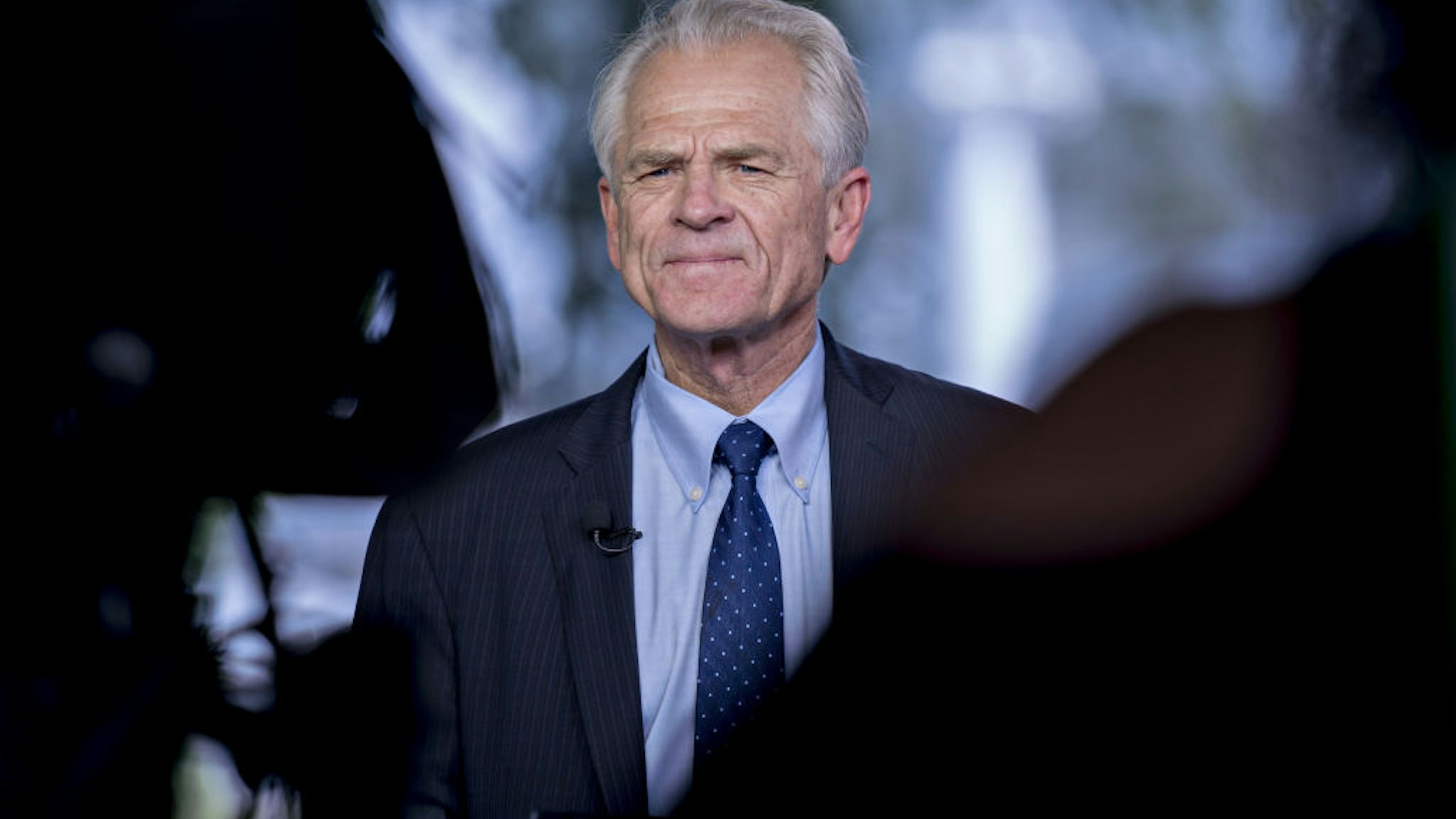 Peter Navarro, director of the National Trade Council, pauses during a television interview outside the White House in Washington, D.C., U.S., on Friday, May 31, 2019.