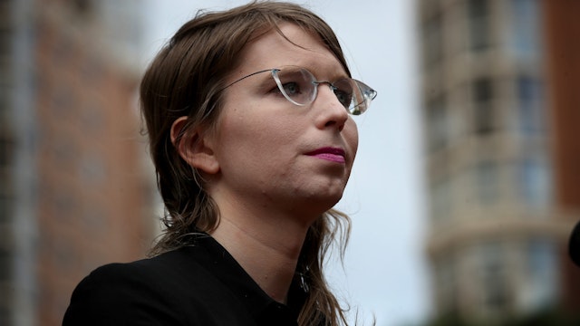 ALEXANDRIA, VIRGINIA - MAY 16: Former U.S. Army intelligence analyst Chelsea Manning addresses reporters before entering the Albert Bryan U.S federal courthouse May 16, 2019 in Alexandria, Virginia. Manning, who previously served four years in prison for providing classified information to Wikileaks, could face additional jail time for refusing to cooperate in an additional grand jury investigation. (Photo by Win McNamee/Getty Images)