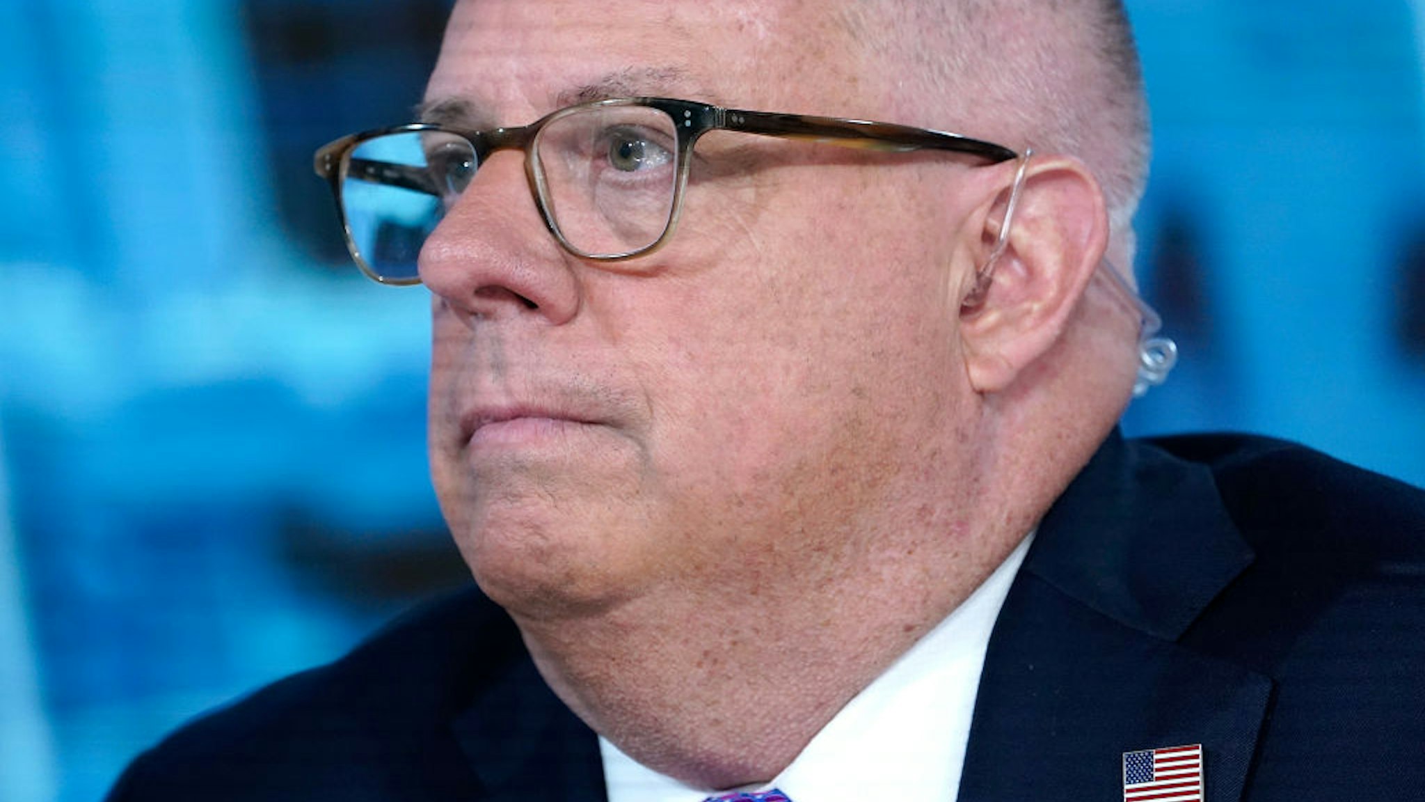 Maryland Governor Larry Hogan is interviewed by Fox News' Bill Hemmer at Fox News Studios on August 01, 2019 in New York City.