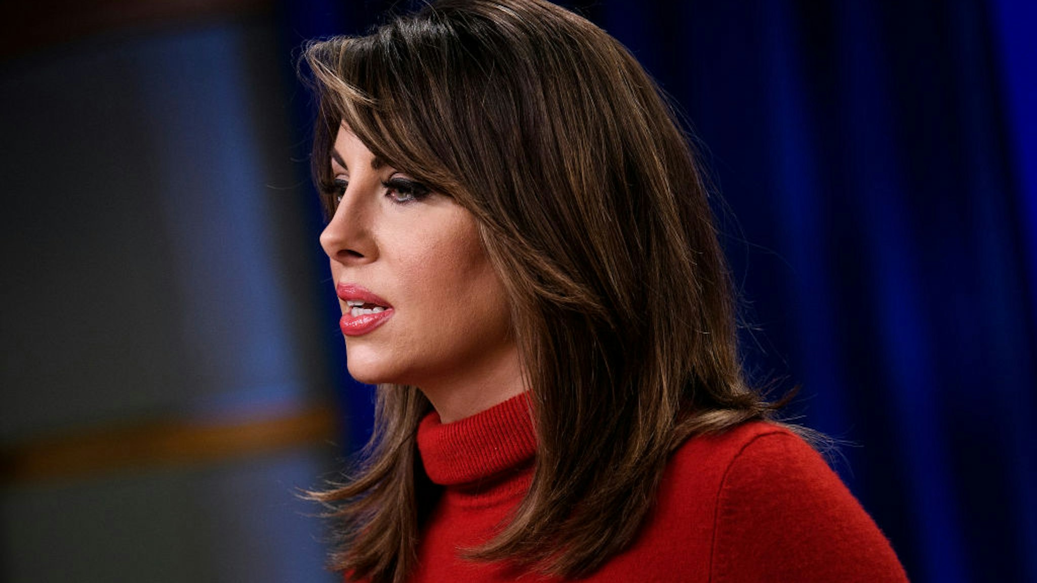 State Department Spokesperson Morgan Ortagus speaks during a briefing at the US Department of State January 17, 2020, in Washington, DC.