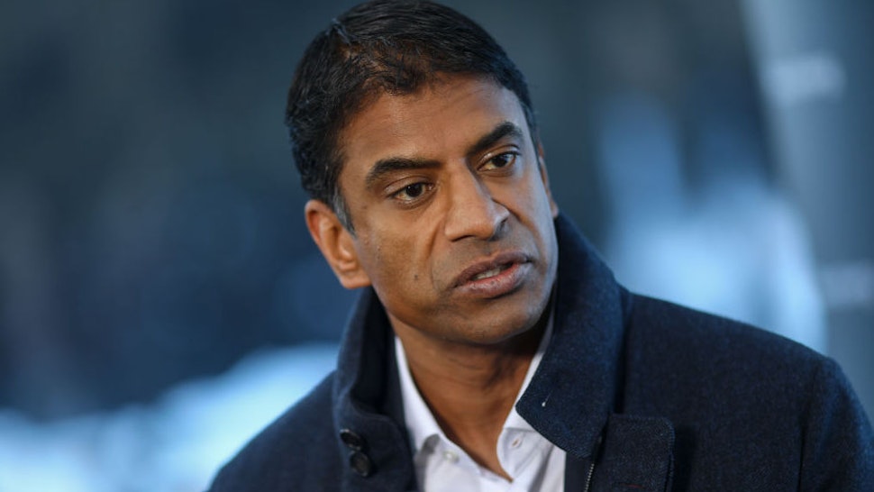 Vas Narasimhan, chief executive officer of Novartis AG, speaks during a Bloomberg Television interview on day three of the World Economic Forum (WEF) in Davos, Switzerland, on Thursday, Jan. 23, 2020.