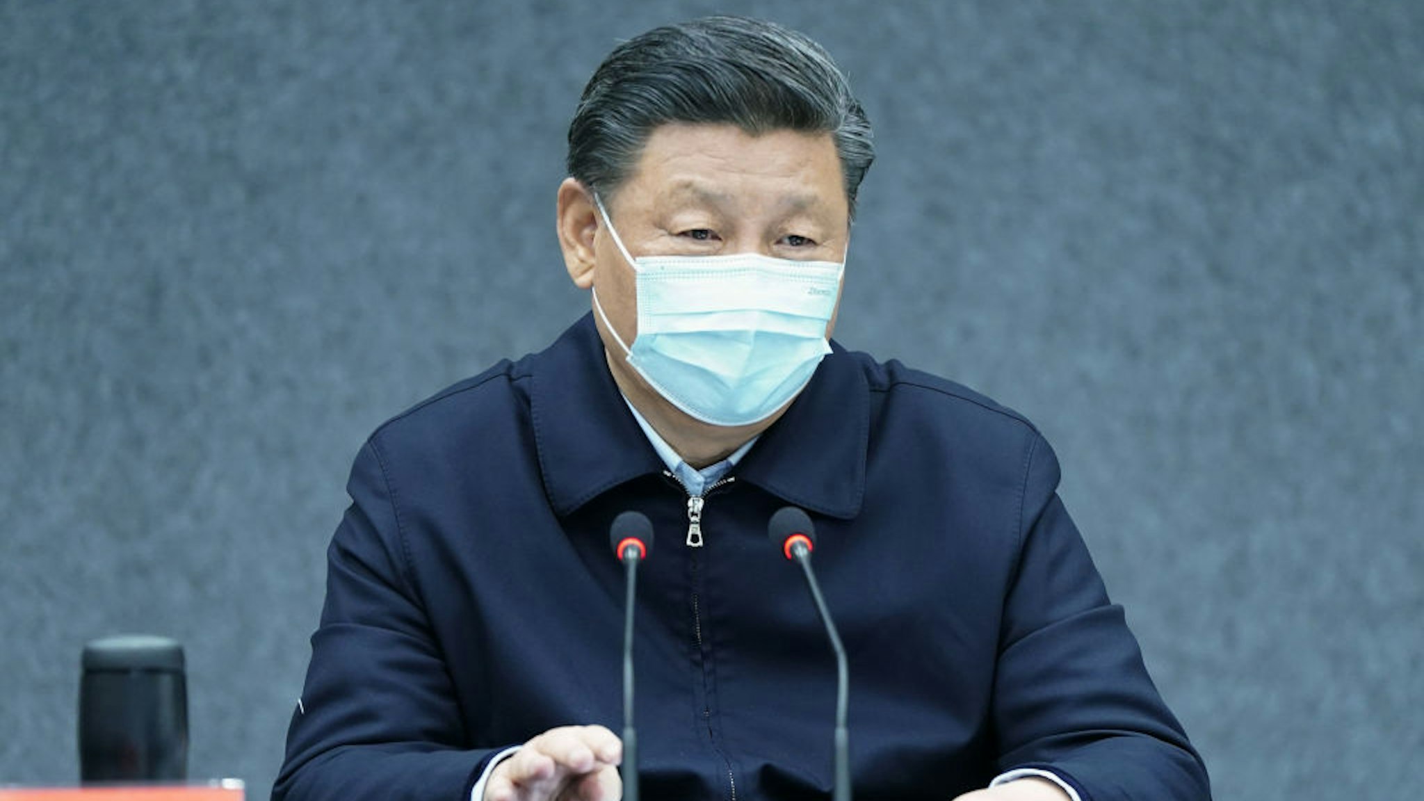 Chinese President Xi Jinping, also general secretary of the Communist Party of China Central Committee and chairman of the Central Military Commission, chairs a symposium at the School of Medicine at Tsinghua University in Beijing, capital of China, March 2, 2020.