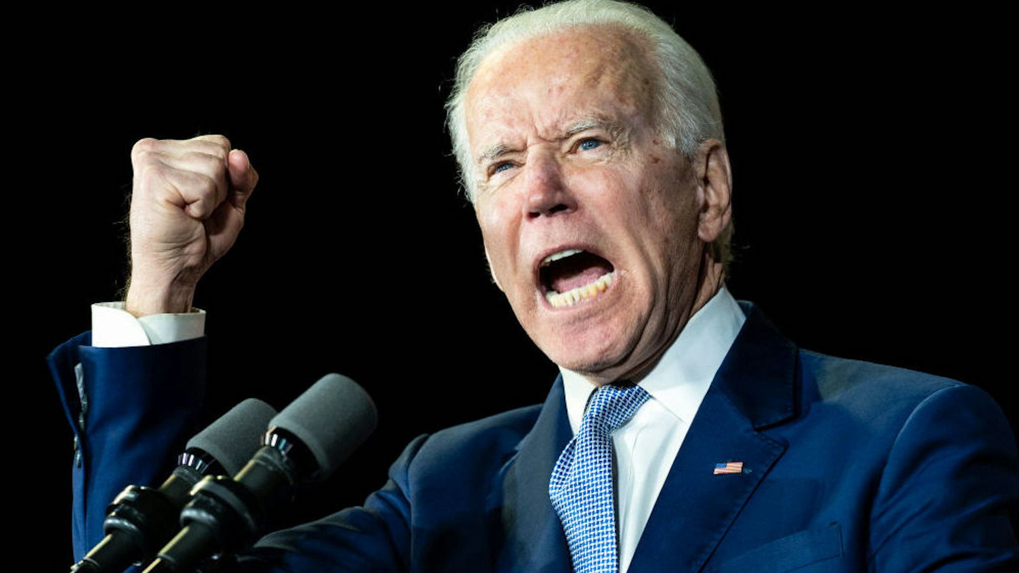 Former Vice President and Democratic presidential candidate Joe Biden speaks during a campaign rally in Los Angeles.-