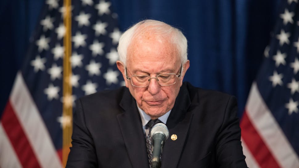 Bernie Sanders BURLINGTON, VT - MARCH 11: Democratic presidential candidate Sen. Bernie Sanders (I-VT) delivers a campaign update at the Hotel Vermont on March 11, 2020 in Burlington, Vermont. (Photo by Scott Eisen/Getty Images)
