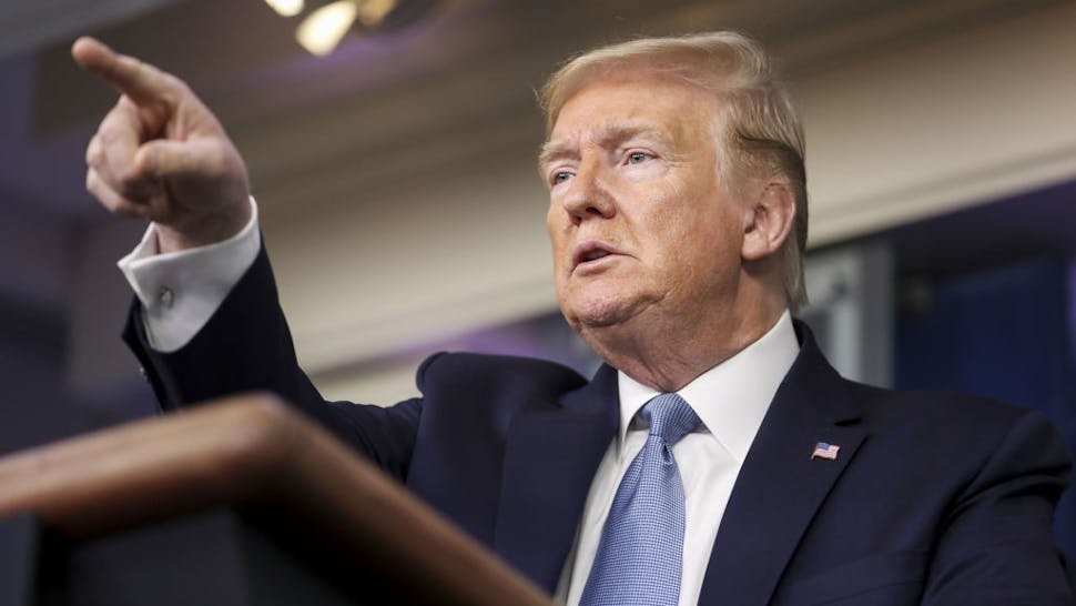 Members Of The Coronavirus Task Force Hold Press Briefing U.S. President Donald Trump speaks during a news conference in the briefing room of the White House in Washington, D.C., U.S., on Monday, March 16, 2020.