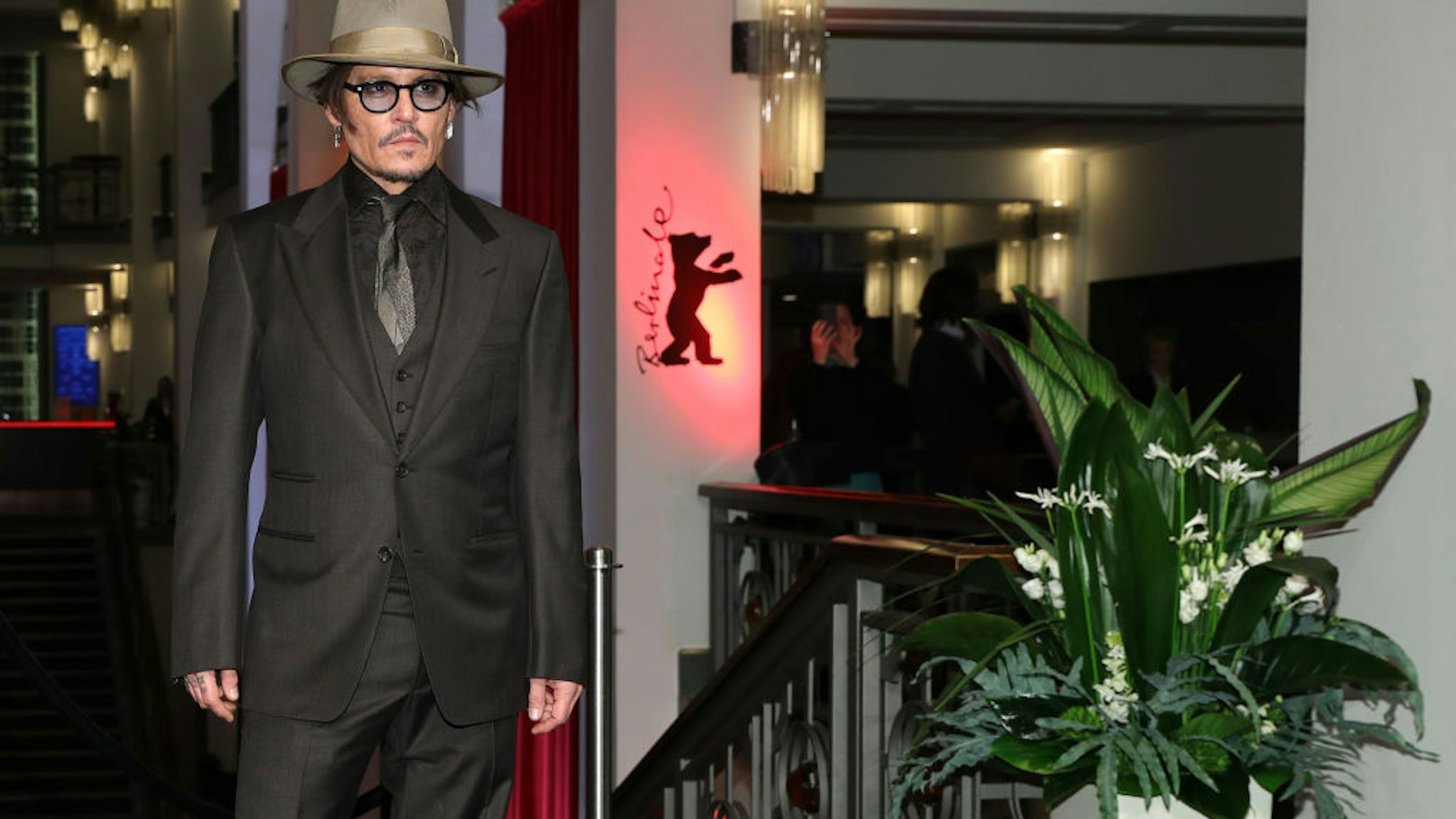 Johnny Depp arrives for the "Minamata" premiere during the 70th Berlinale International Film Festival Berlin at Friedrichstadt-Palast on February 21, 2020 in Berlin, Germany.