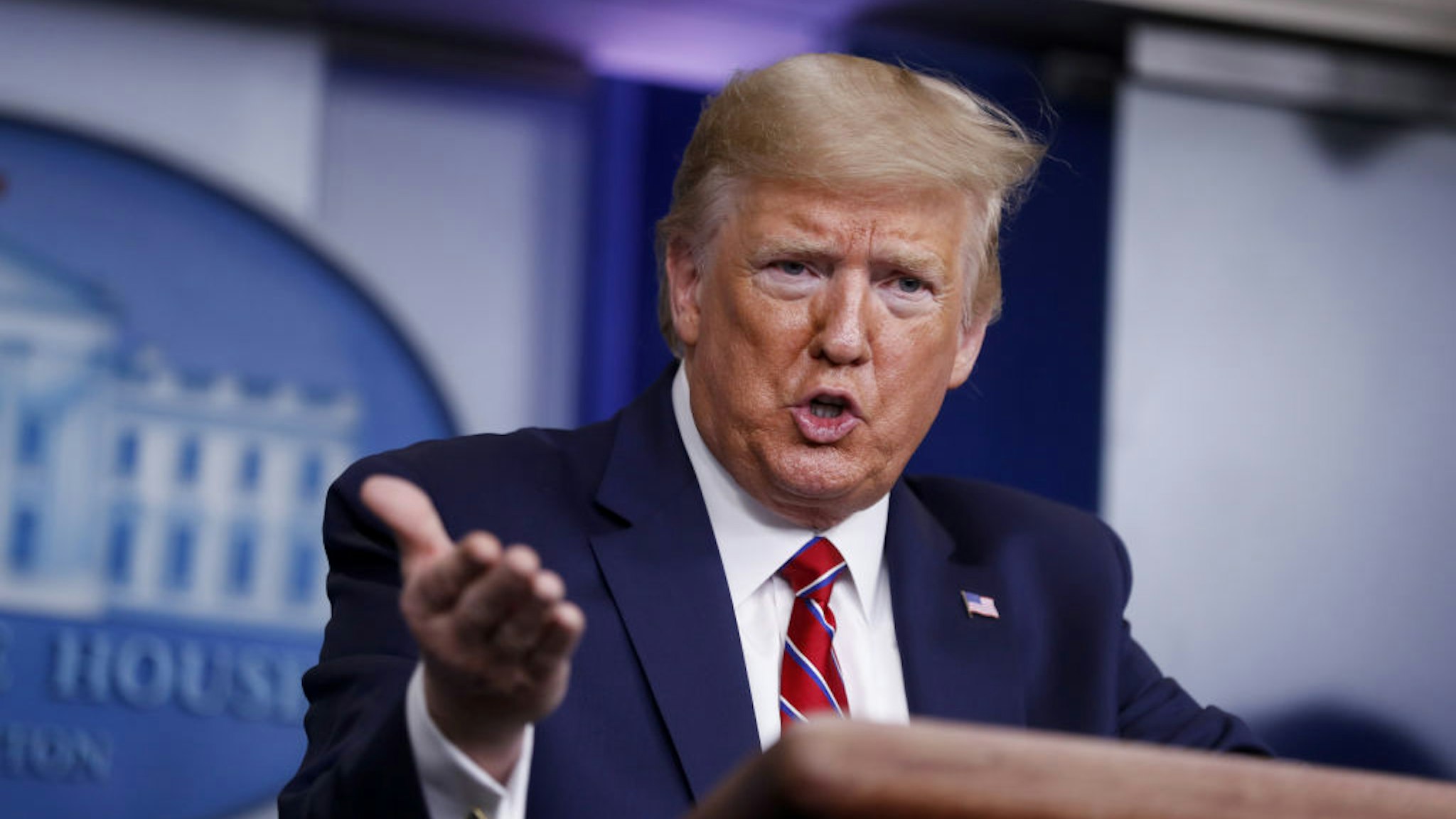 U.S. President Donald Trump speaks during a Coronavirus Task Force news conference in the briefing room of the White House in Washington, D.C., U.S., on Friday, March 20, 2020.