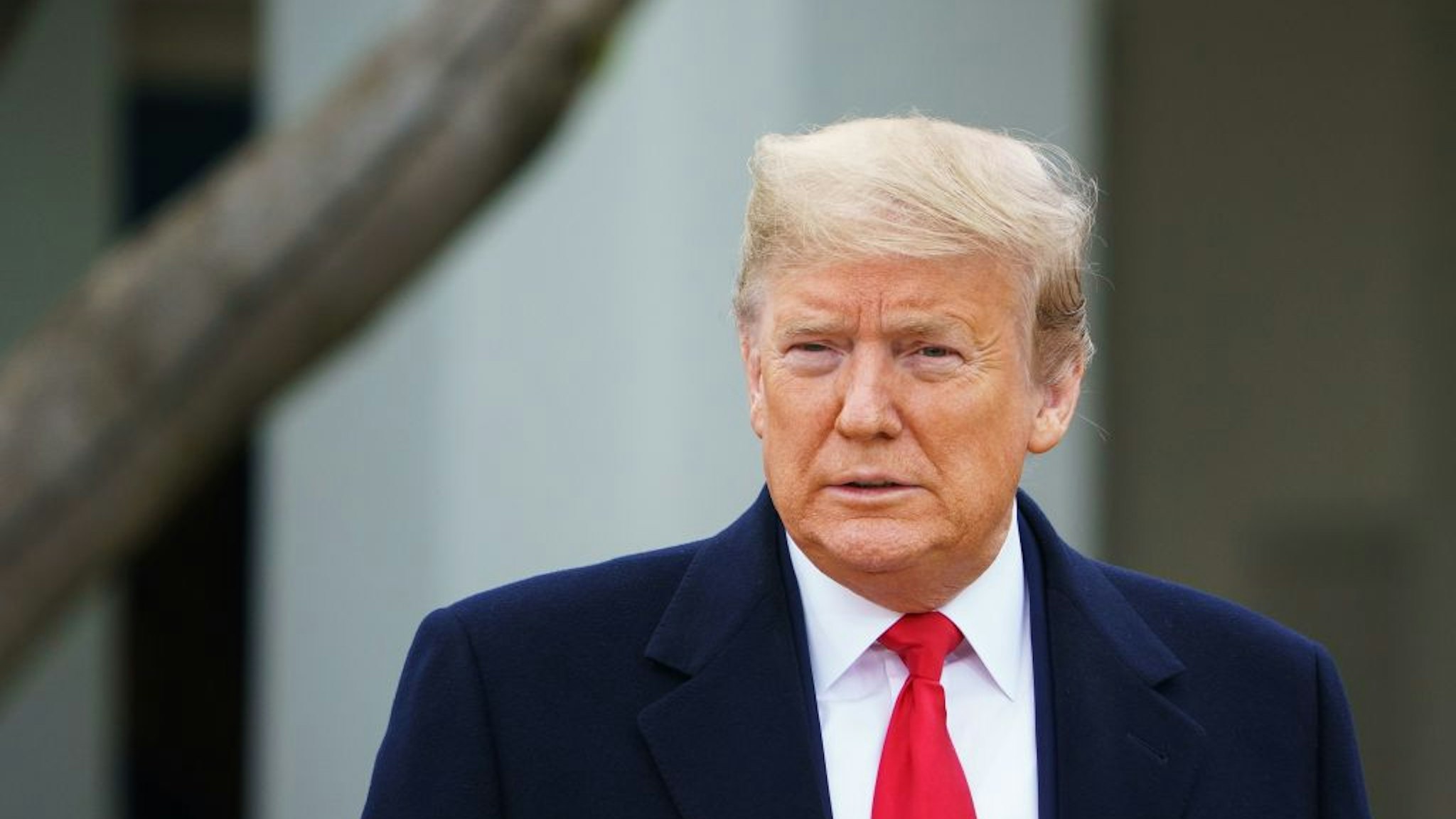 US President Donald Trump is seen before the start of a Fox News virtual town hall meeting from the Rose Garden of the White House in Washington, DC on March 24, 2020.