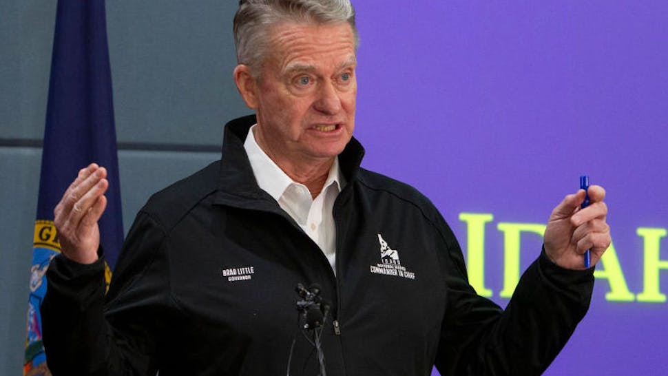 Gov. Brad Little Gov. Brad Little issues a statewide stay-at-home order to further prevent spread of coronavirus COVID-19 at a press conference Wednesday, March 25, 2020 held at Gowen Field, headquarters of the Idaho Army National Guard in Boise, Idaho.