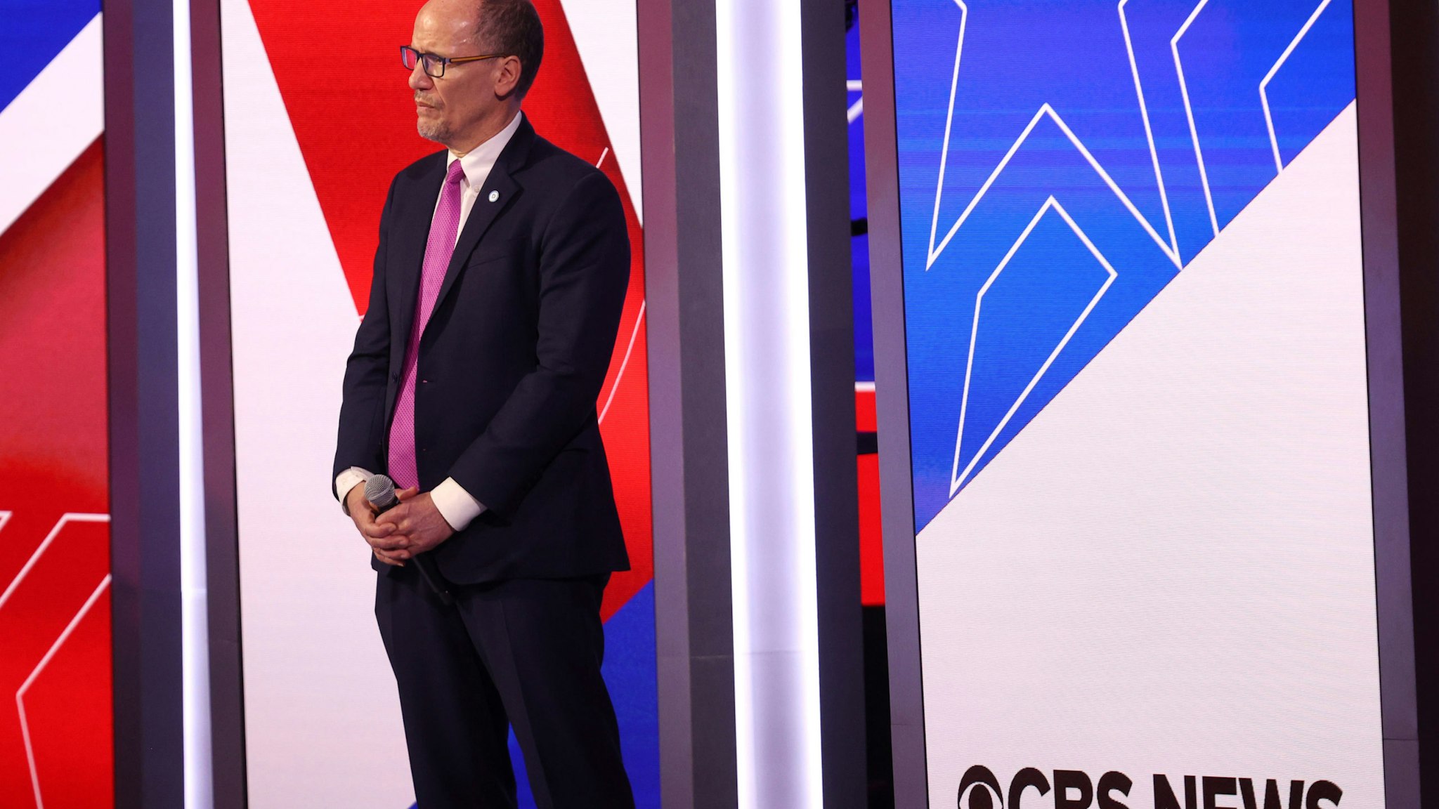 CHARLESTON, SOUTH CAROLINA - FEBRUARY 25: DNC chair Tom Perez stands on stage before the Democratic presidential primary debate at the Charleston Gaillard Center on February 25, 2020 in Charleston, South Carolina. Seven candidates qualified for the debate, hosted by CBS News and Congressional Black Caucus Institute, ahead of South Carolina’s primary in four days. (Photo by Win McNamee/Getty Images)