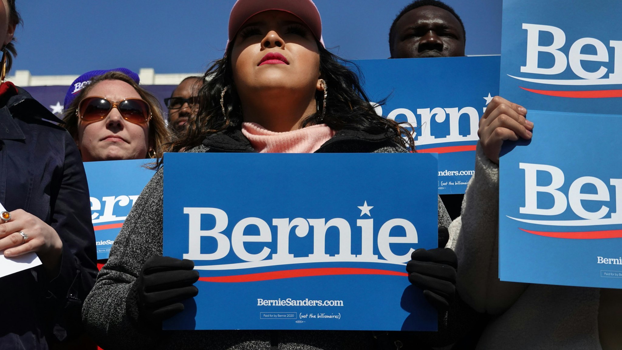 GRAND RAPIDS, MICHIGAN - MARCH 08: Supporters of Democratic presidential candidate Sen. Bernie Sanders (I-VT) attend a campaign rally in Calder Plaza on March 08, 2020 in Grand Rapids, Michigan. Michigan holds its primary election on Tuesday March 10. (Photo by Scott Olson/Getty Images)