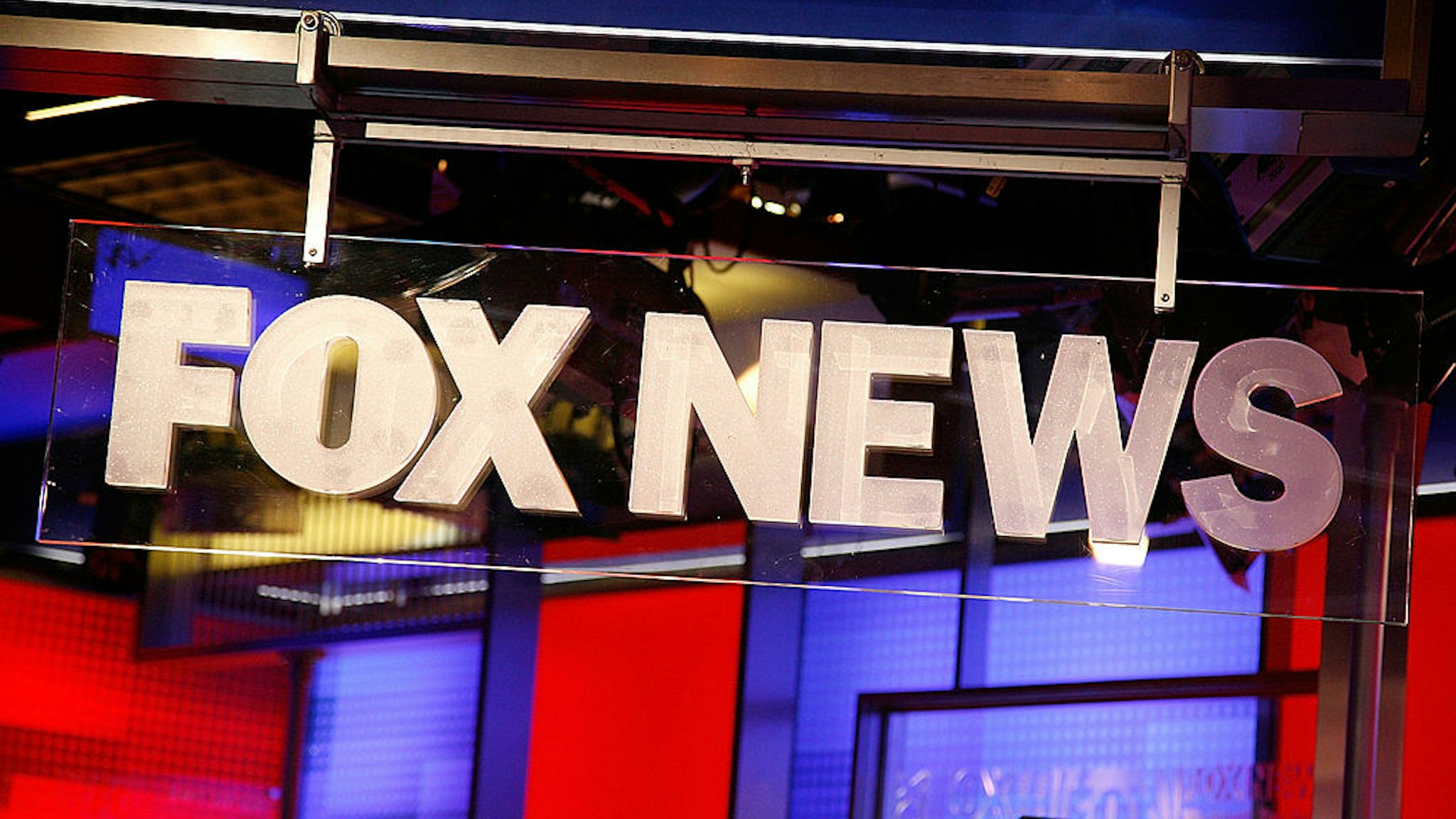 The FOX News logo at FOX Studios on August 16, 2011 in New York City.