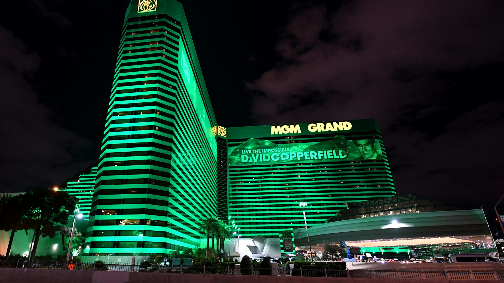 LAS VEGAS, NEVADA - MARCH 14: An exterior view shows MGM Grand & Hotel & Casino as the coronavirus continues to spread across the United States on March 14, 2020 in Las Vegas, Nevada. Several employees at MGM Resorts International hotel-casinos on the Las Vegas Strip have tested presumptive positive for COVID-19. MGM Resorts International employees who can will start working from home next week. MGM has closed all nightclubs, dayclubs, buffets, spas, gyms and salons at its properties in Las Vegas and on Monday, it will close 150 food and beverage outlets and furloughs and layoffs will begin. The World Health Organization declared the coronavirus (COVID-19) a global pandemic on March 11th. (Photo by Ethan Miller/Getty Images)
