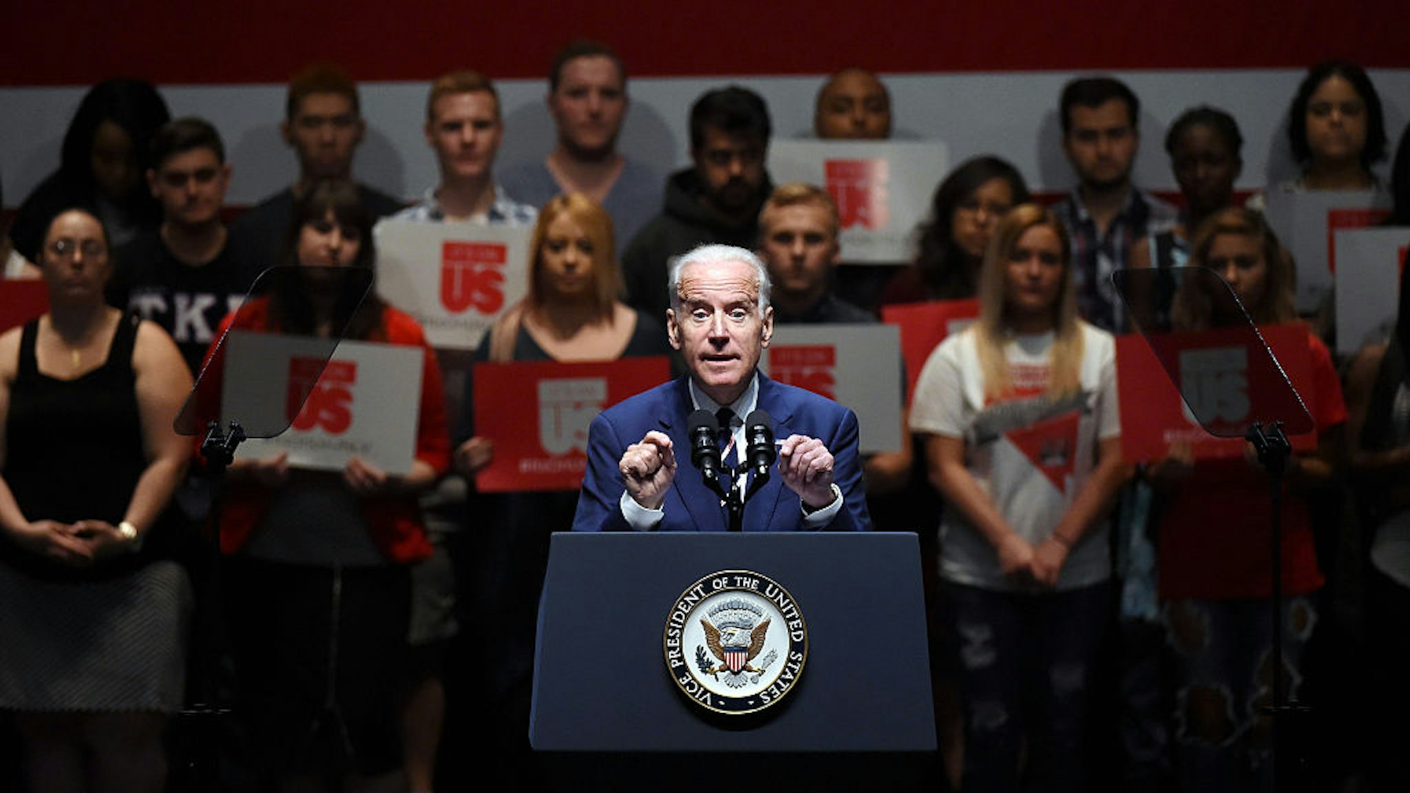 U.S. Vice President Joe Biden speaks to students as part of the national It's On Us Week of Action at the Cox Pavilion at UNLV on April 7, 2016 in Las Vegas, Nevada.