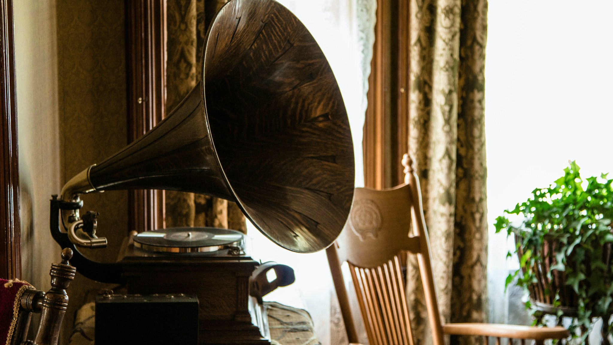 Gramophone On Table At Home