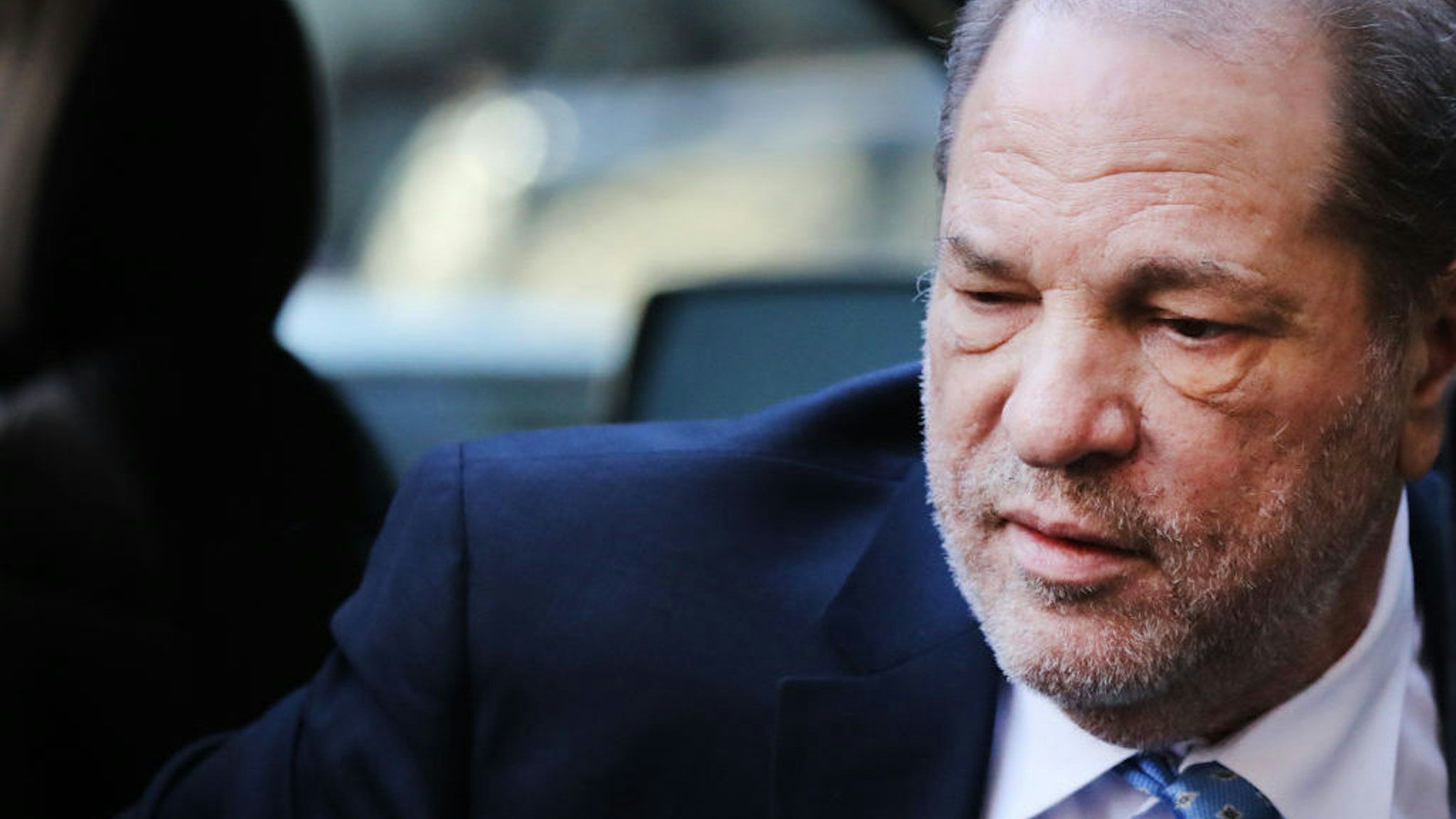 Harvey Weinstein enters a Manhattan court house as a jury continues with deliberations in his trial on February 24, 2020 in New York City. On Friday the judge asked the jury to keep deliberating after they announced that they are deadlocked on the charges of predatory sexual assault. Weinstein, a movie producer whose alleged sexual misconduct helped spark the #MeToo movement, pleaded not-guilty on five counts of rape and sexual assault against two unnamed women and faces a possible life sentence in prison. (Photo by Spencer Platt/Getty Images)