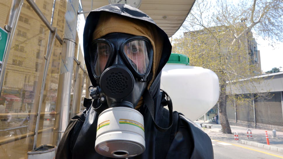 Coronavirus precautions in Tehran TEHRAN, IRAN - MARCH 16: Disinfection works are being carried out to public transport vehicles and bus stations due to the coronavirus (COVID-19) outbreak, on March 16, 2020 in Tehran, Iran. The death toll in Iran from the coronavirus outbreak rose to 853, local media reported on Monday.