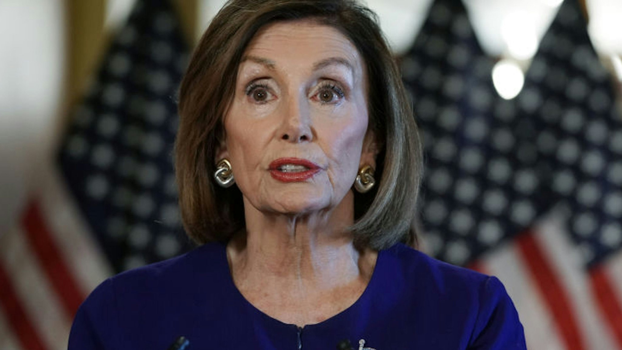 WASHINGTON, DC - SEPTEMBER 24: U.S. House Speaker Nancy Pelosi (D-CA) speaks to the media at the Capitol Building September 24, 2019 in Washington, DC. Pelosi announced a formal impeachment inquiry today after allegations that President Donald Trump sought to pressure the president of Ukraine to investigate leading Democratic presidential contender, former Vice President Joe Biden and his son, which was the subject of a reported whistle-blower complaint that the Trump administration has withheld from Congress