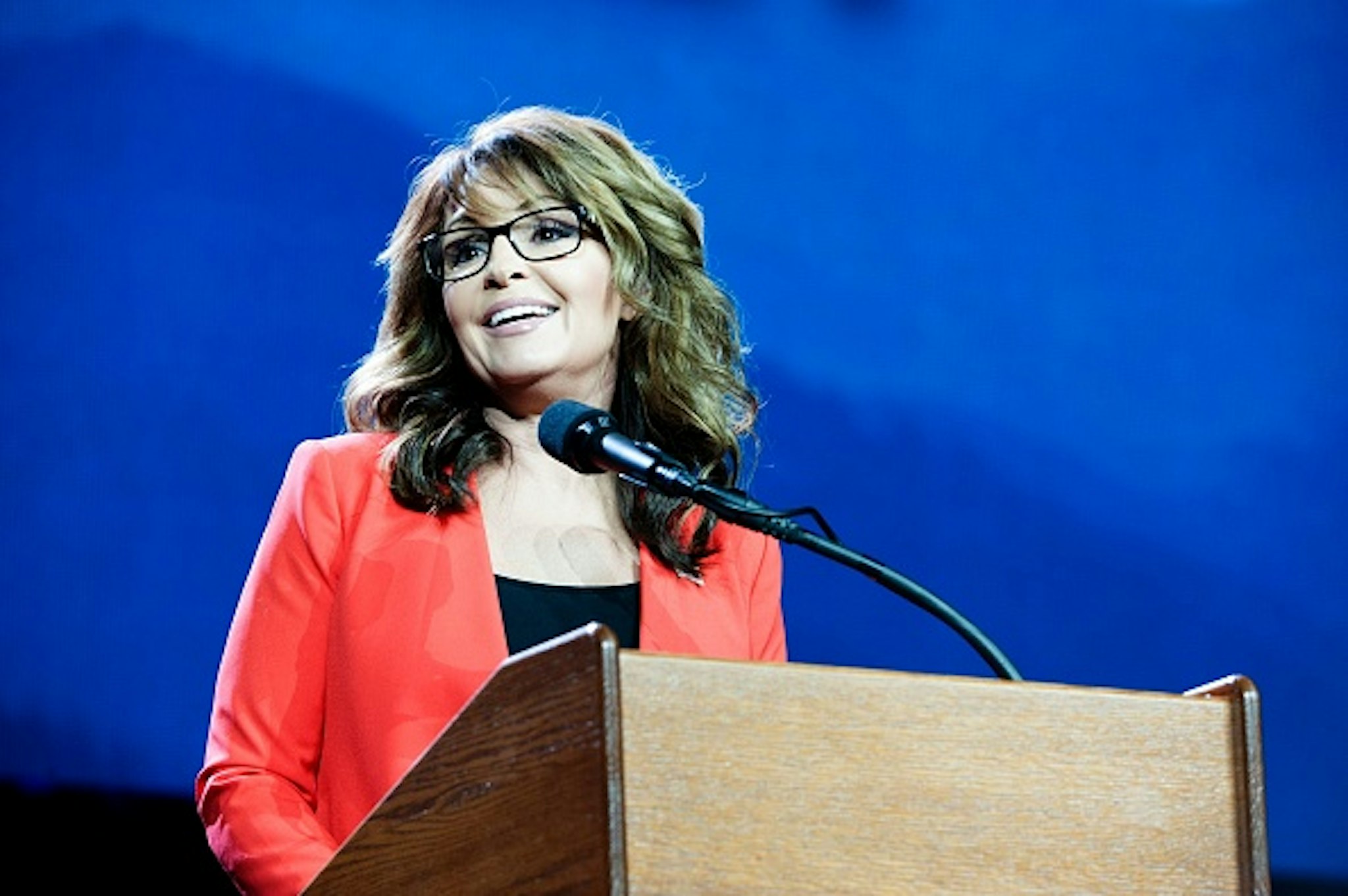 Former Alaska Governor and 2008 Republican party Vice Presidential nominee Sarah Palin addresses the audience at the 2016 Western Conservative Summit in Denver, Colorado on July 1, 2016. / AFP / Jason Connolly
