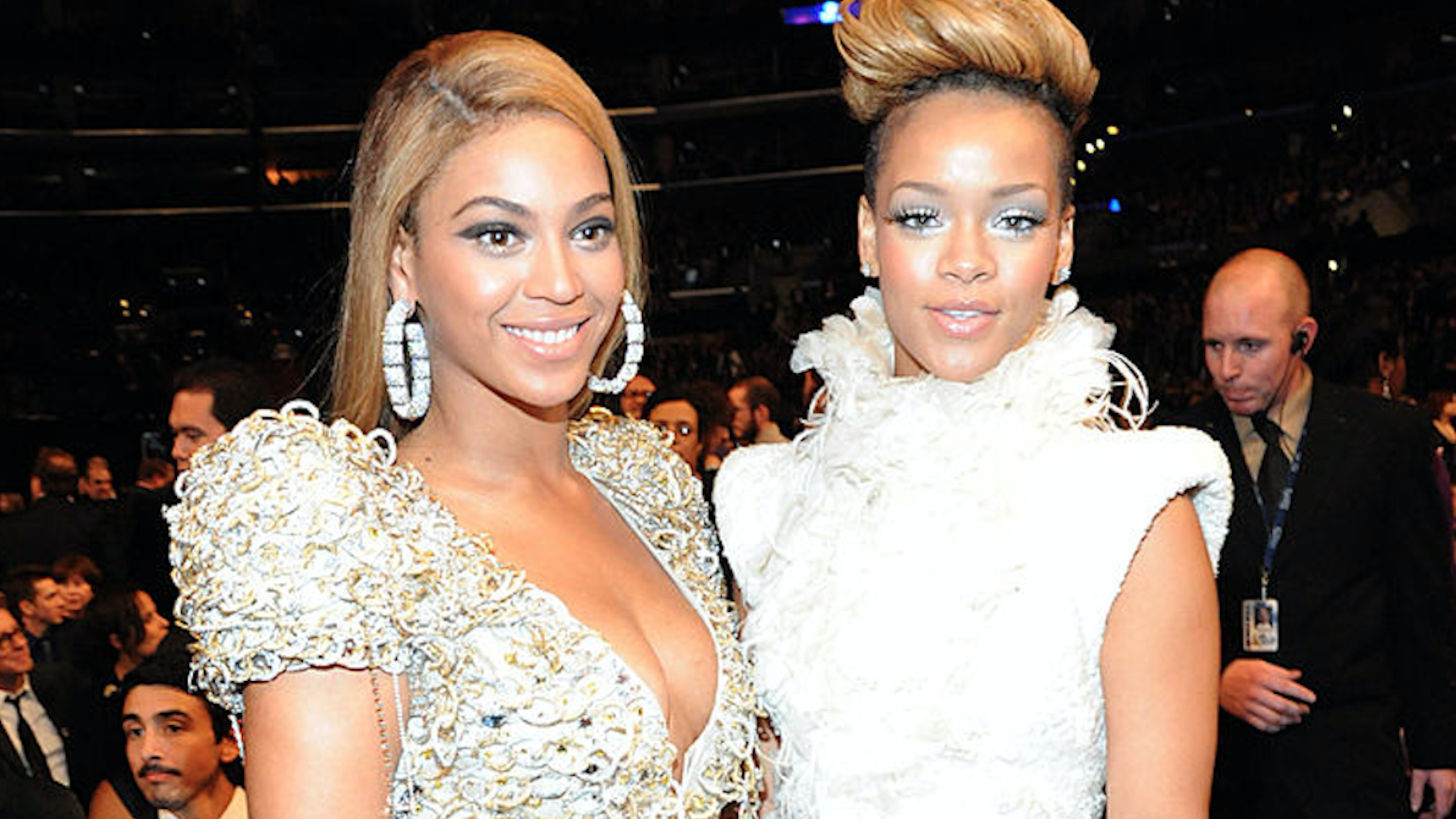 Beyonce and Rihanna attend the 52nd Annual GRAMMY Awards held at Staples Center on January 31, 2010 in Los Angeles, California.