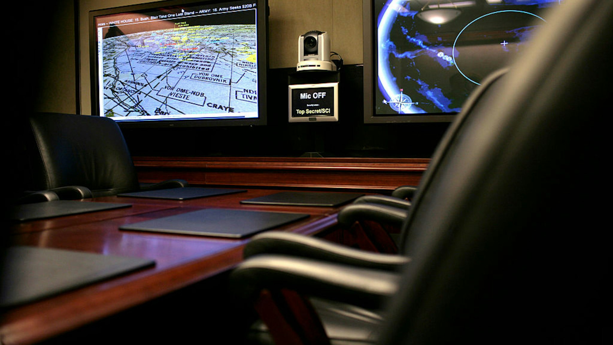 Inside the Situation Room at the White House in Washington, DC.