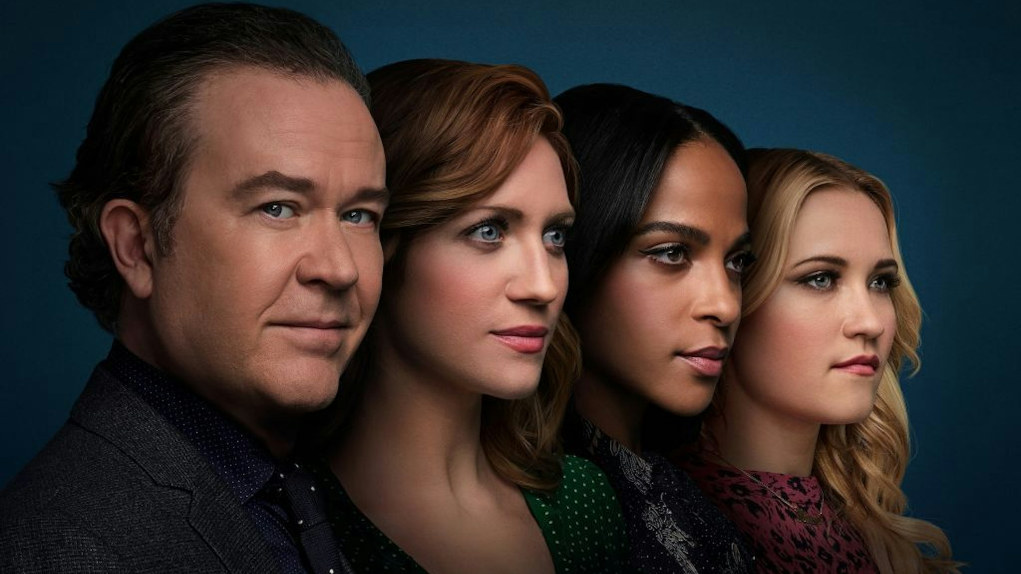 L-R: Timothy Hutton as Dr. Leon Bechley, Brittany Snow as Julia Bechley, Megalyn Echikunwoke as Edie Palmer and Emily Osment as Roxy Doyle in Season 1 of ALMOST FAMILY premiering Wednesday, October 2 (9:00-10:00pm PM ET/PT) on FOX. (Photo by FOX via Getty Images)