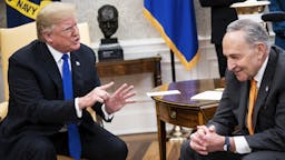 President Donald J. Trump WASHINGTON, DC - DECEMBER 11 : President Donald J. Trump debates with Senate Minority Leader Chuck Schumer, D-N.Y., during a meeting with House Minority Leader Nancy Pelosi, D-Calif., and Vice President Mike Pence in the Oval Office of White House on Tuesday, Dec. 11, 2018 in Washington, DC.