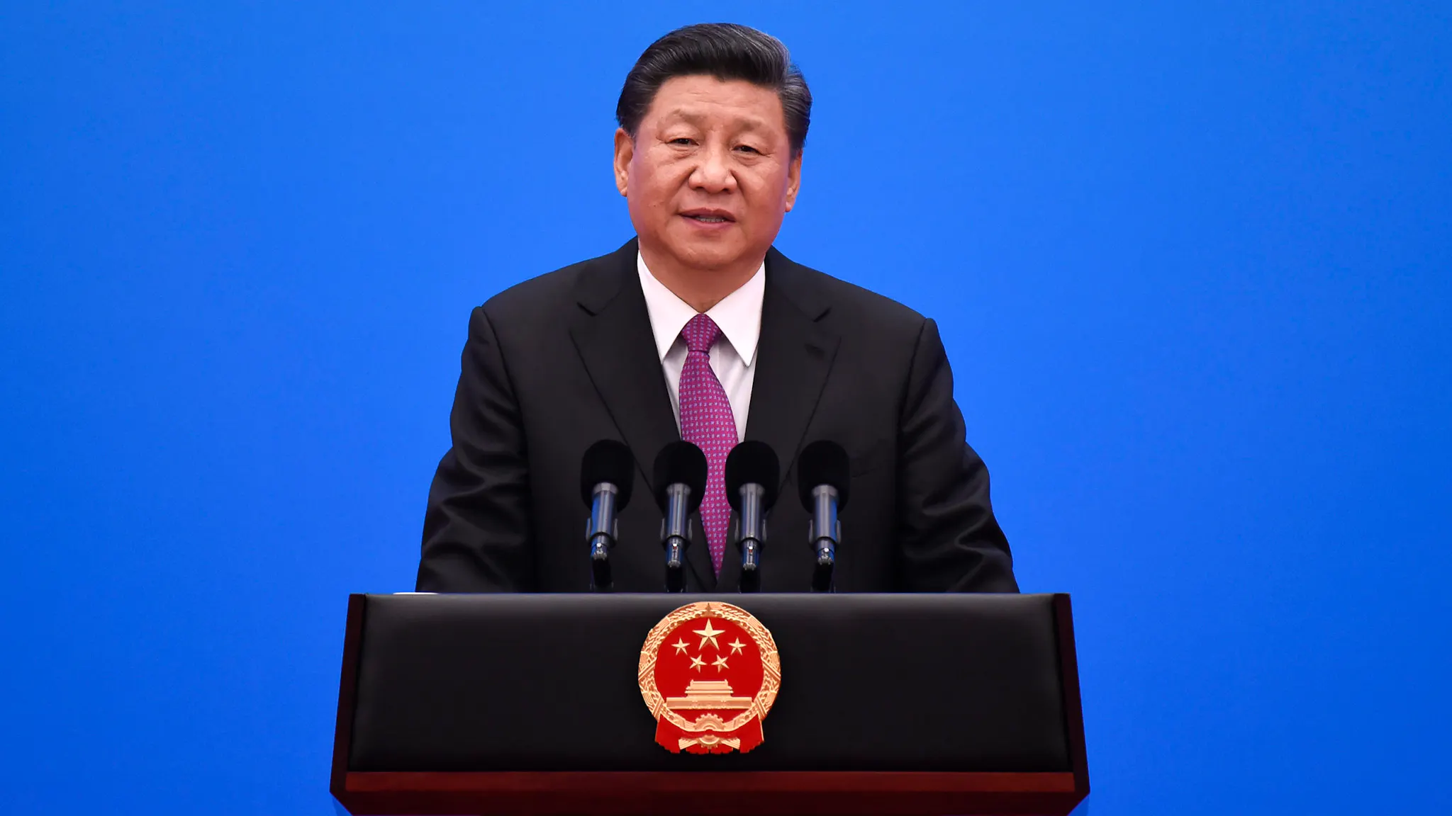 Chinese President Xi Jinping Attends A Press Conference BEIJING, CHINA - APRIL 27: Chinese President Xi Jinping gives a speech at a press conference after the Belt and Road Forum at the China National Convention Center at the Yanqi Lake venue on April 27, 2019 in Beijing, China.