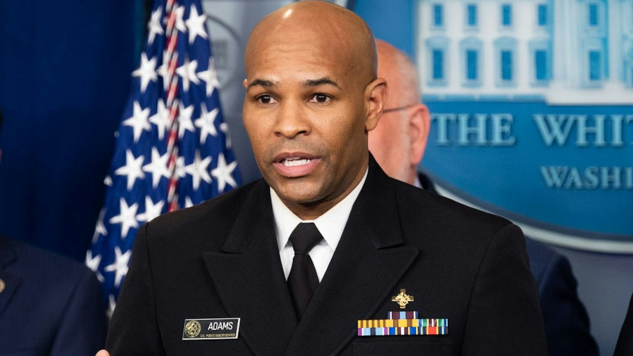 WASHINGTON, UNITED STATES - MARCH 09, 2020: Dr. Jerome Adams, Surgeon General of the United States speaks at the Coronavirus Task Force Press Conference.- PHOTOGRAPH BY Michael Brochstein / Echoes Wire/ Barcroft Studios / Future Publishing (Photo credit should read