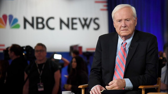 LAS VEGAS, NEVADA - FEBRUARY 19: Chris Matthews of MSNBC waits to go on the air inside the spin room at Bally's Las Vegas Hotel &amp; Casino after the Democratic presidential primary debate on February 19, 2020 in Las Vegas, Nevada. Six candidates qualified for the third Democratic presidential primary debate of 2020, which comes just days before the Nevada caucuses on February 22. (Photo by