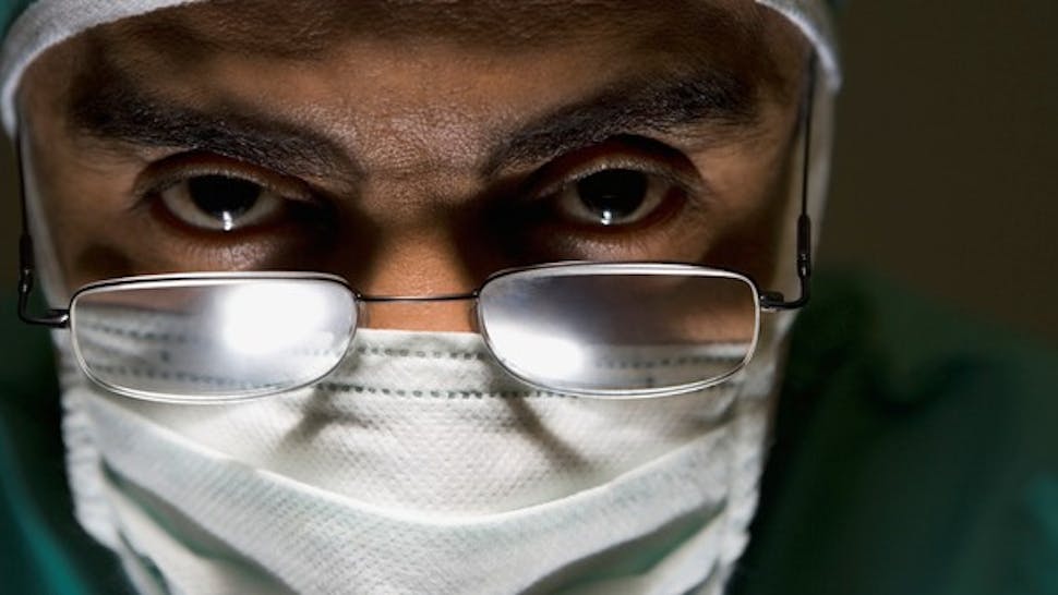 Hispanic male doctor wearing surgical mask man with mask