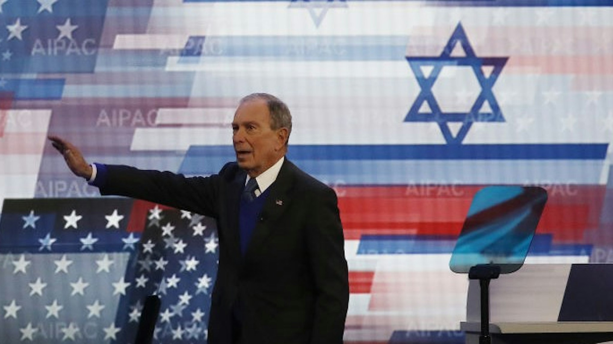 WASHINGTON, DC - MARCH 02: Democratic presidential candidate former New York Mayor Michael Bloomberg speaks during the American Israel Public Affairs Committee (AIPAC) policy conference, on March 2, 2020 in Washington, DC. AIPAC is the lobbying group that advocates pro-Israel policies in the U.S. (Photo by