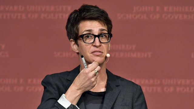 Rachel Maddow speaks at the Harvard University John F. Kennedy Jr. Forum in a program titled "Perspectives on National Security" moderated by Rachel Maddow on October 16, 2017 in Cambridge, Massachusetts. (Photo by