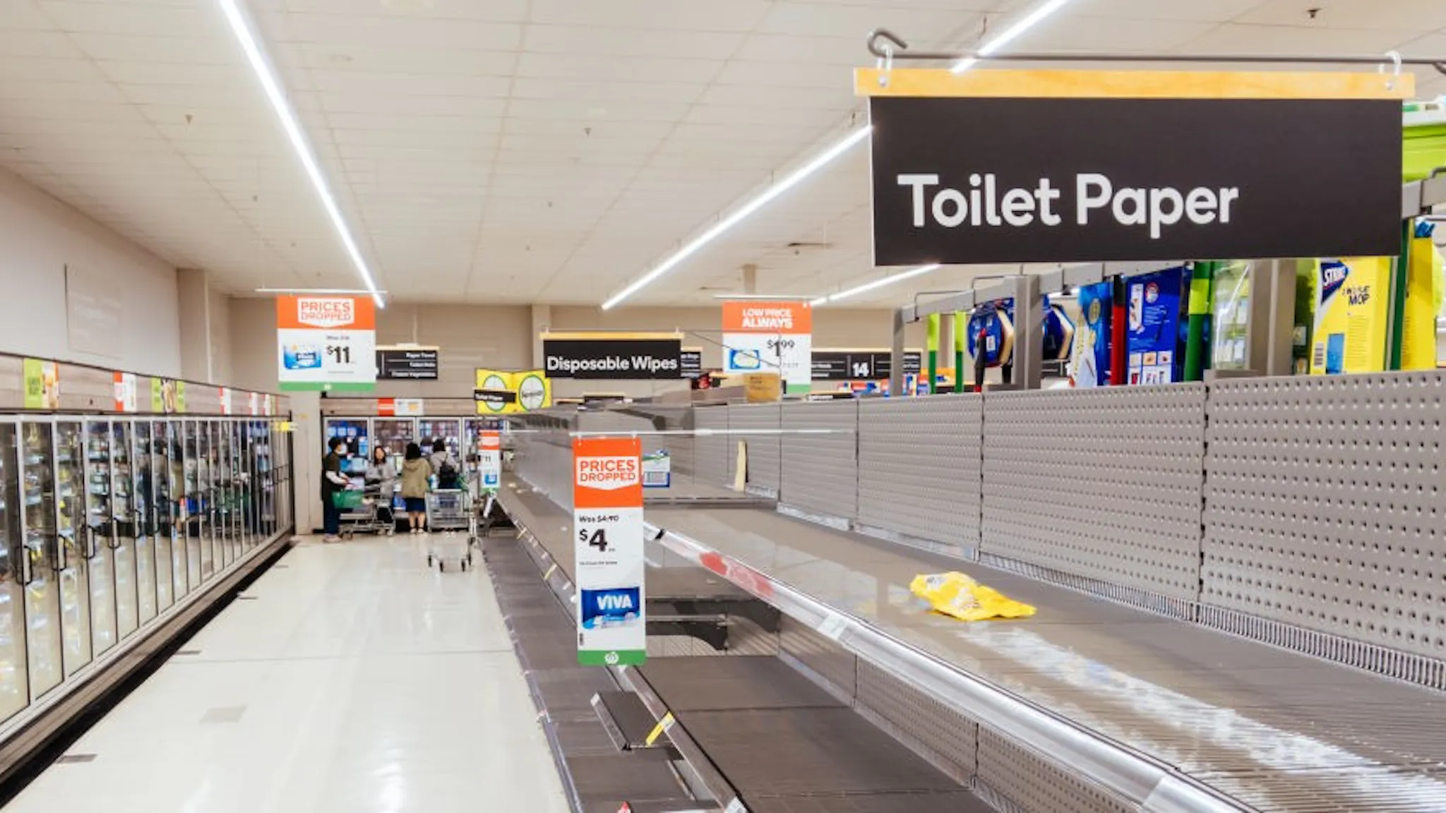 Empty Shelves at Australian Supermarket Empty shelves in an Australian supermarket after panic buying due to the Corona Virus-
