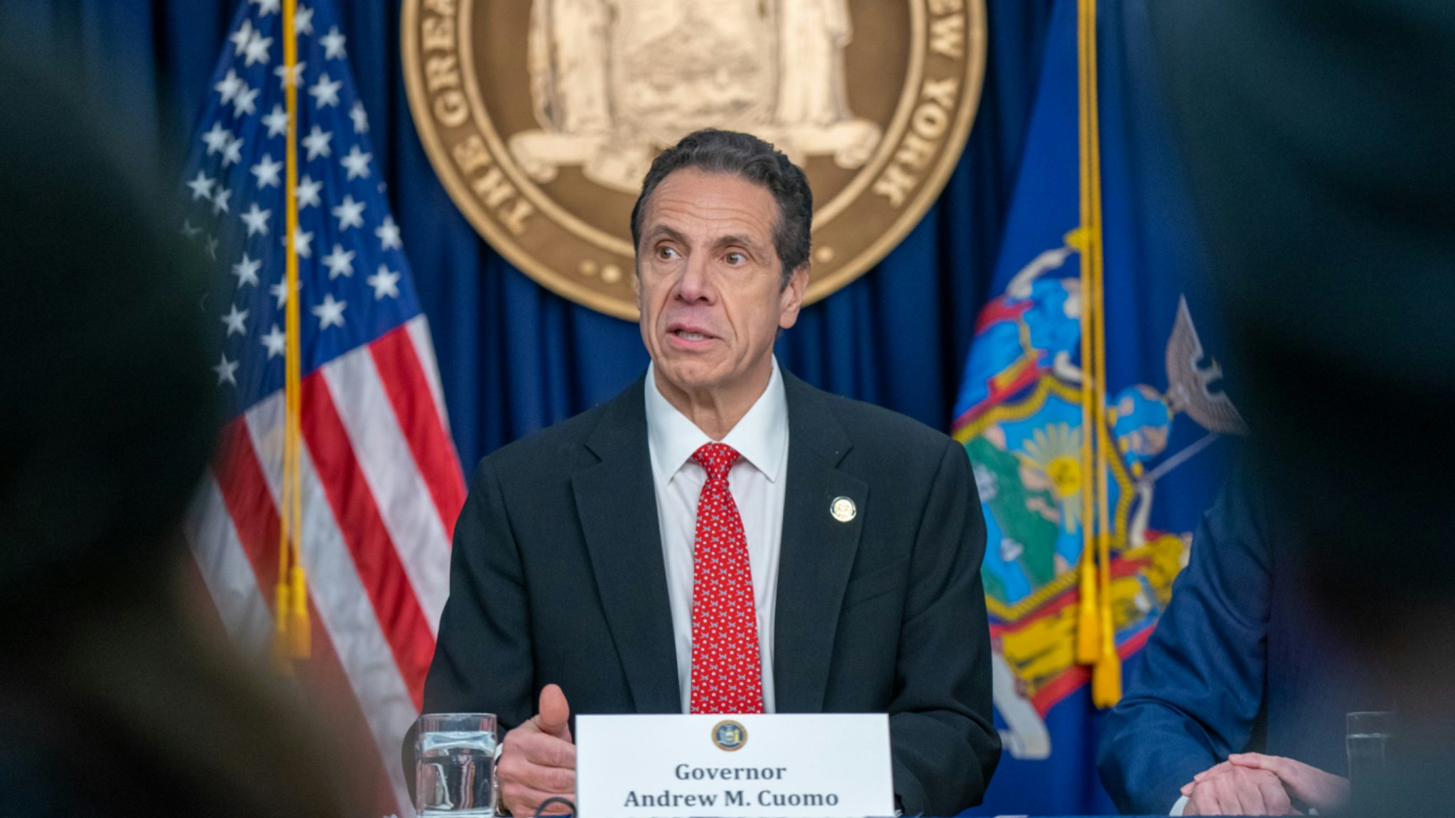 New York state Gov. Andrew Cuomo speaks during a news conference on the first confirmed case of COVID-19 in New York on March 2, 2020 in New York City.