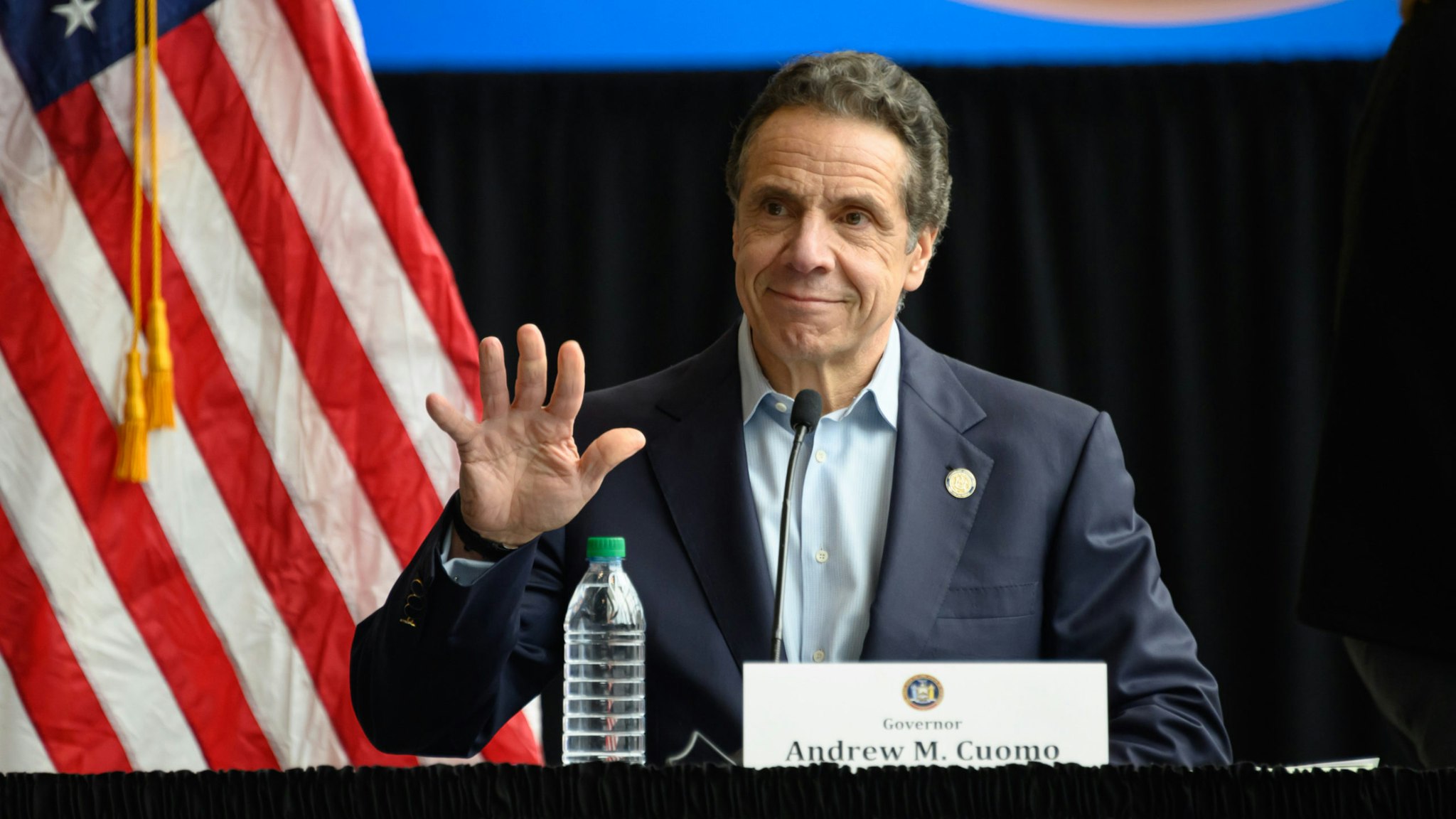 Governor of New York Andrew Cuomo speaks during a news conference at the Jacob Javits Convention Center during the Coronavirus pandemic on March 30, 2020 in New York City.