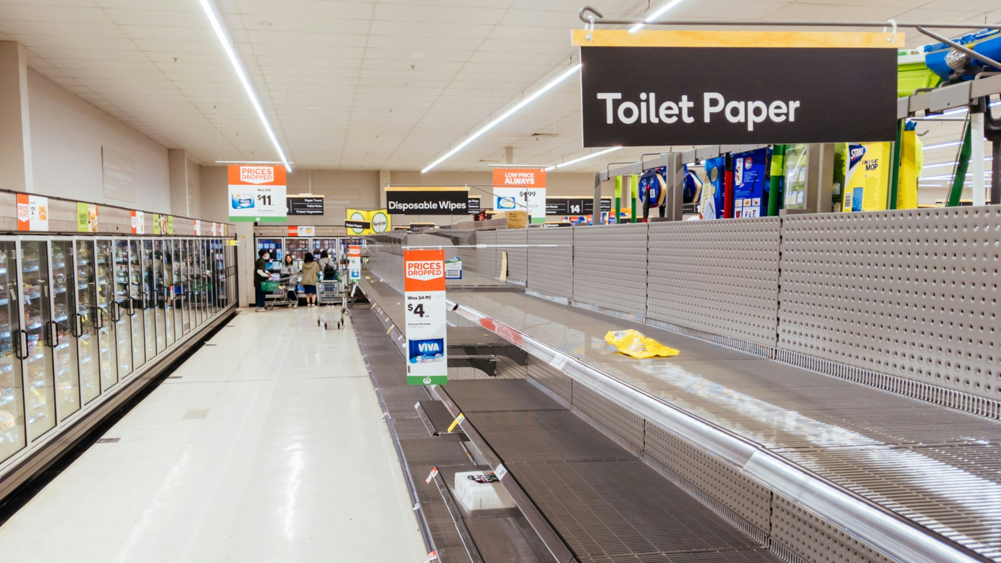 MARCH 4, 2020: Empty shelves in an Australian supermarket after panic buying due to the Corona Virus.