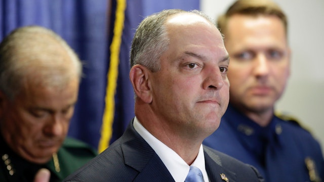 Louisiana Governor John Bel Edwards speaks about three local police officers who were killed by gunman Gavin Long Sunday morning during a news conference at the Governor's Office of Homeland Security and Emergency Preparedness on July 18, 2016 in Baton Rouge, Louisiana.