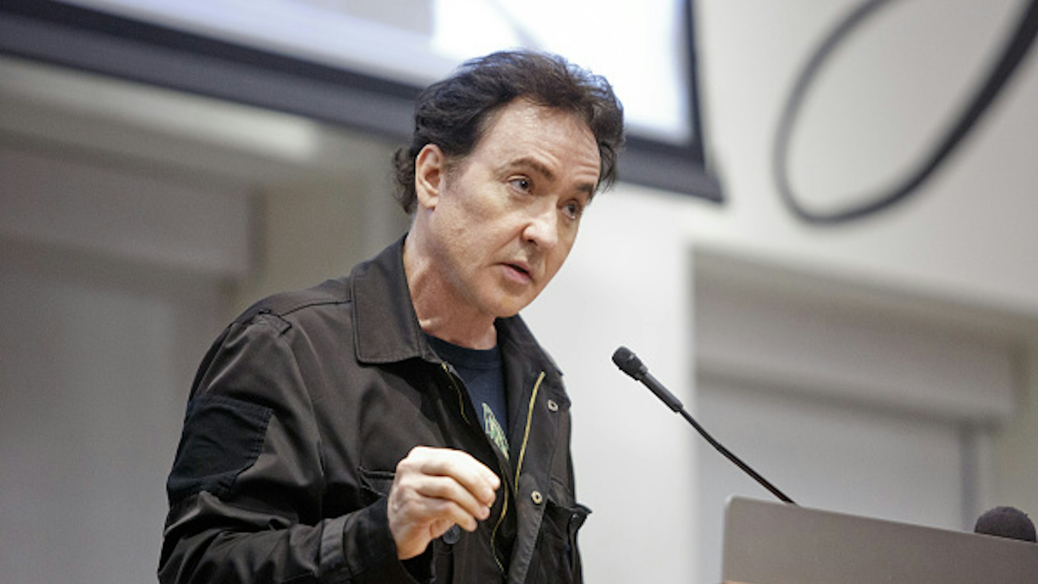 Actor John Cusack speaks during a Chicago Teachers Union Strike Authorization Vote Rally in Chicago, Illinois, U.S., on Tuesday, Sept. 24, 2019. Mayor Lori Lightfoot has been studying lots of numbers as she prepares Chicago's budget, and her first big test may come from the citys teachers this week.