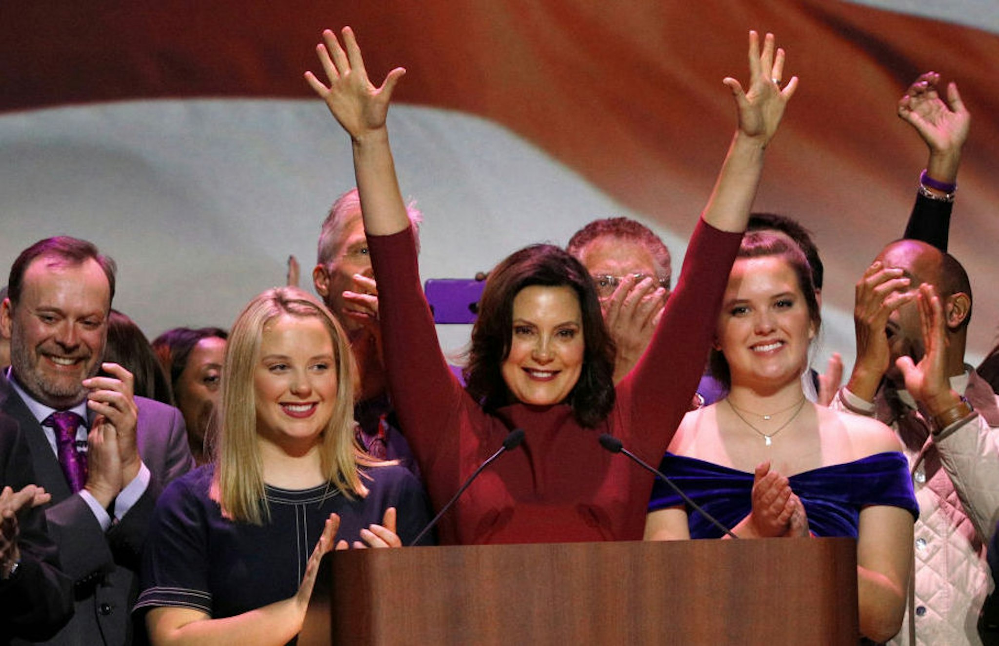 Gov.-elect Gretchen Whitmer speaks at a Democratic election-night party on November 6, 2018 in Detroit, Michigan. Whitmer defeated Republican Bill Schuette to replace outgoing Republican Gov. Rick Snyder.
